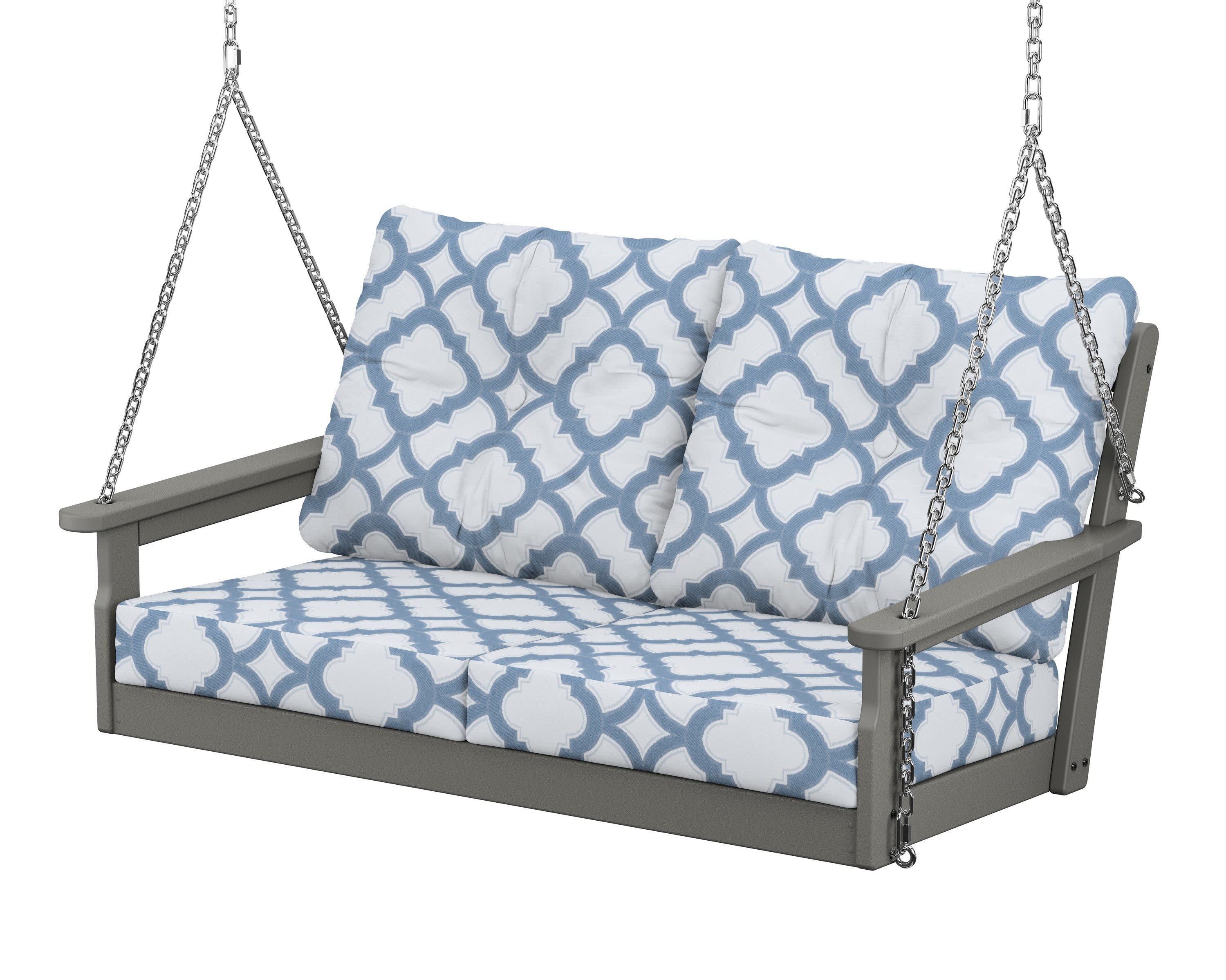 Vineyard Deep Seating Swing in Slate Grey / Trellis Sky Blue