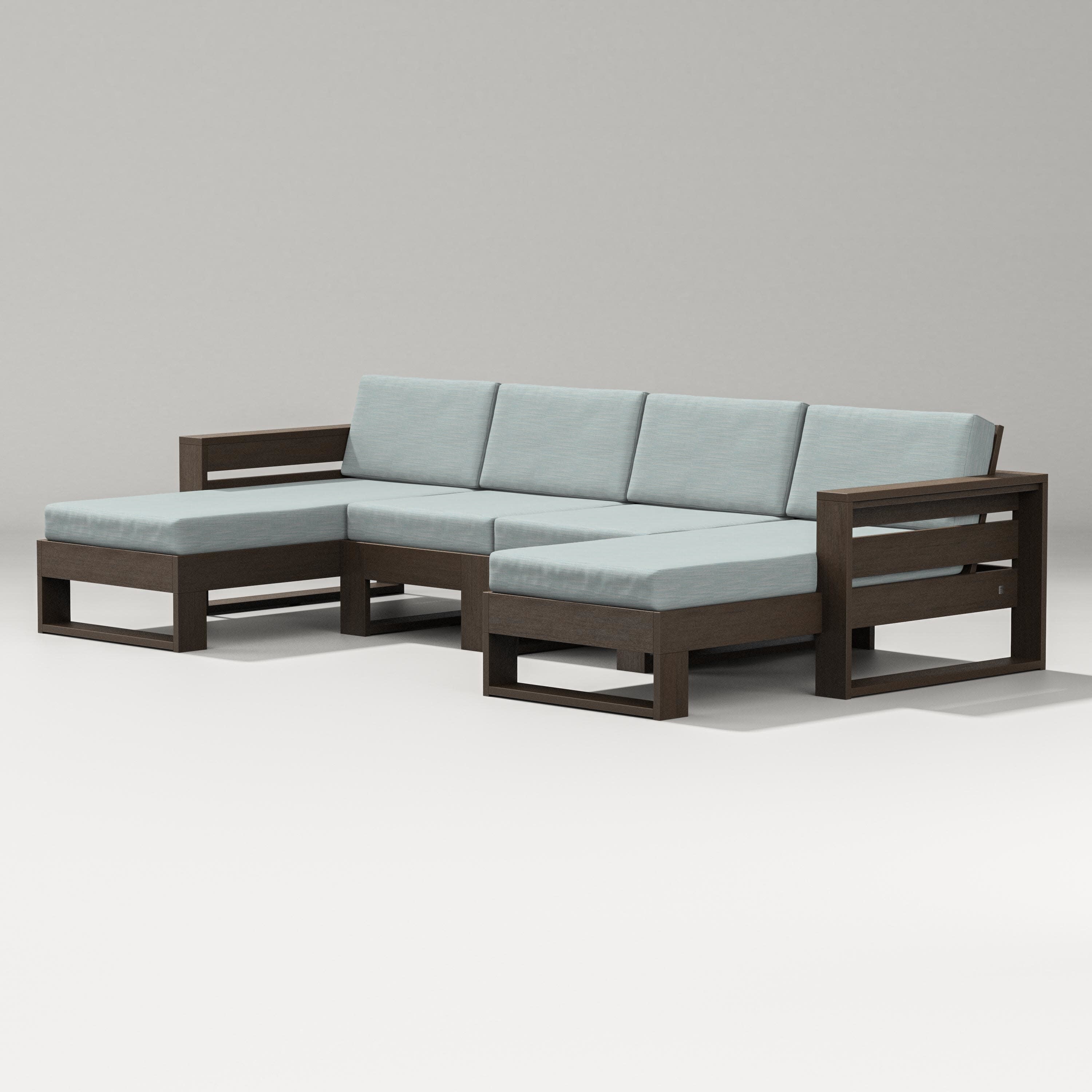 Latitude Double Chaise Sectional in Kona / Soothe Mist