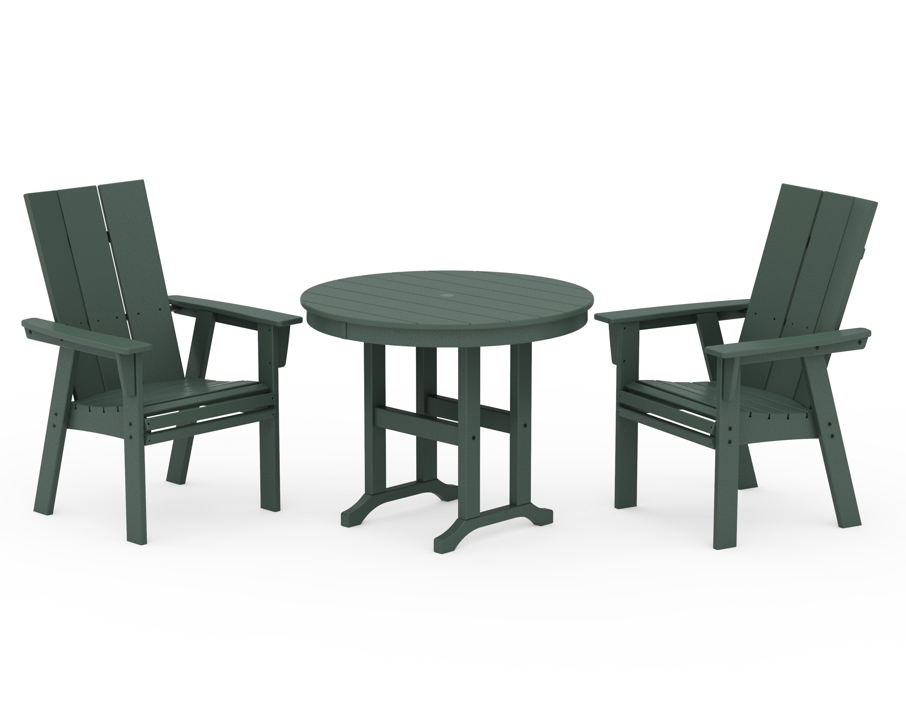 Modern Adirondack 3-Piece Round Dining Set in Green