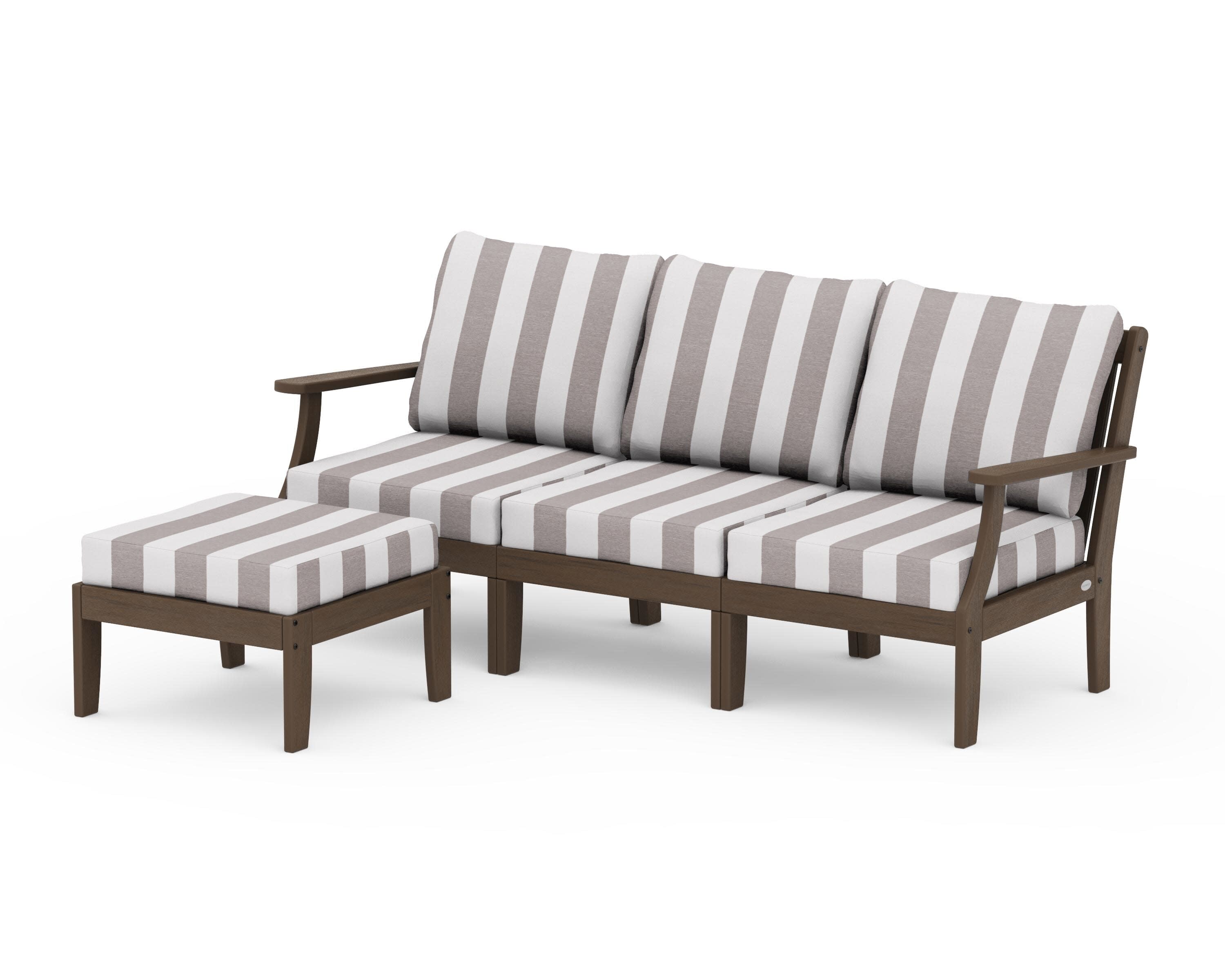Braxton Modular 4-Piece Deep Seating Set with Ottoman in Kona / Cabana Stripe Grey Mist
