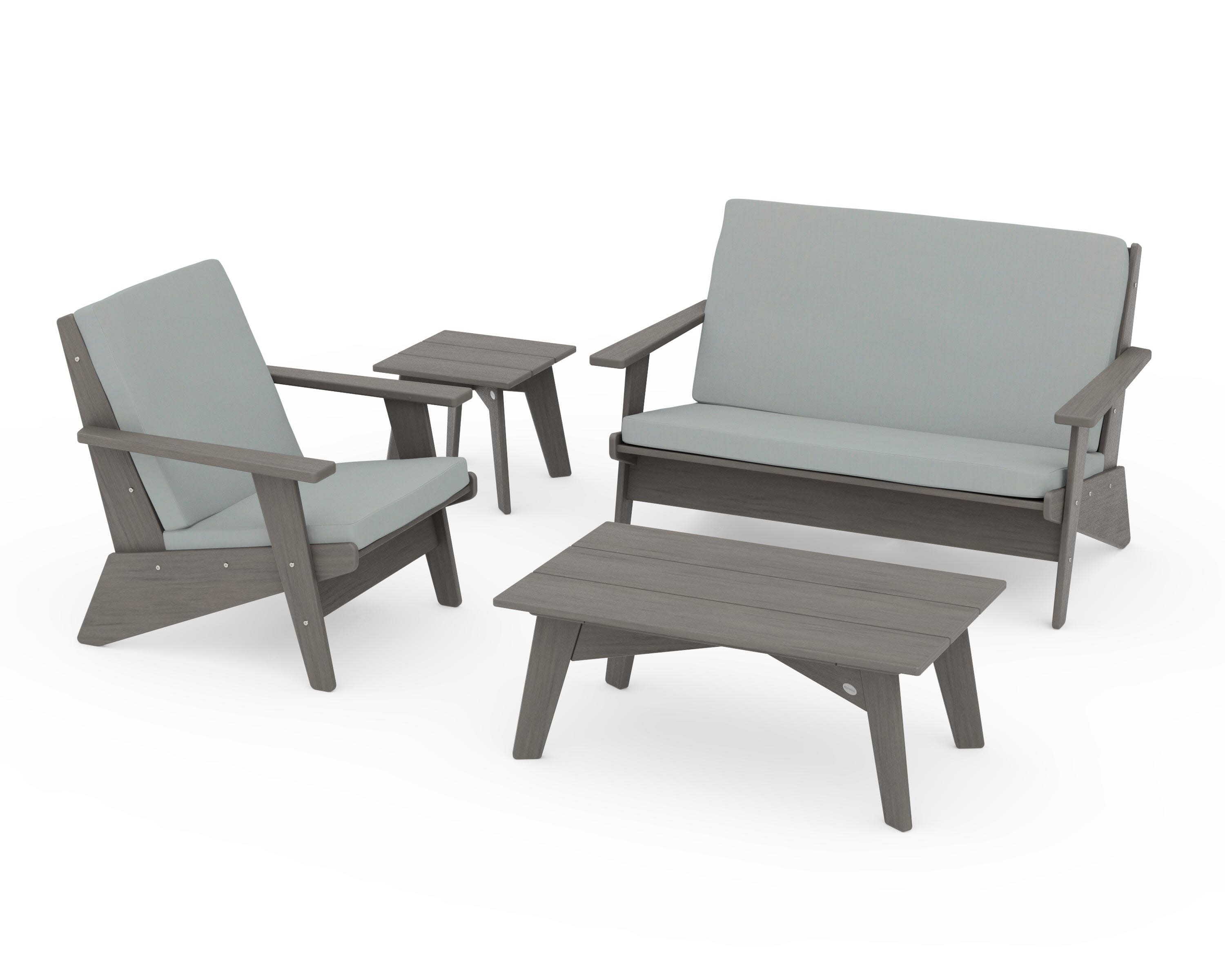 Riviera Modern Lounge 4-Piece Set in Driftwood / Spa