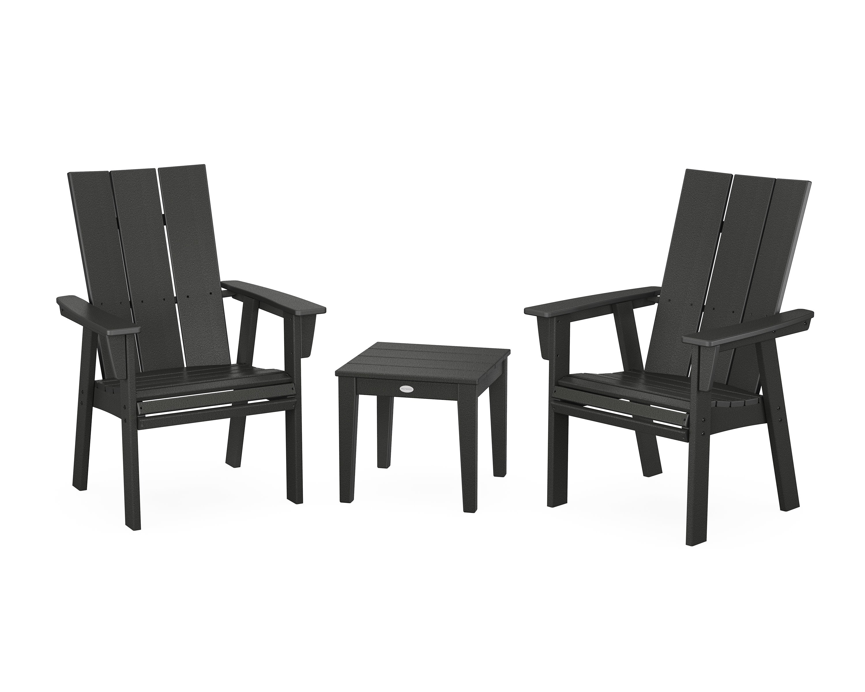 Modern 3-Piece Curveback Upright Adirondack Chair Set in Black
