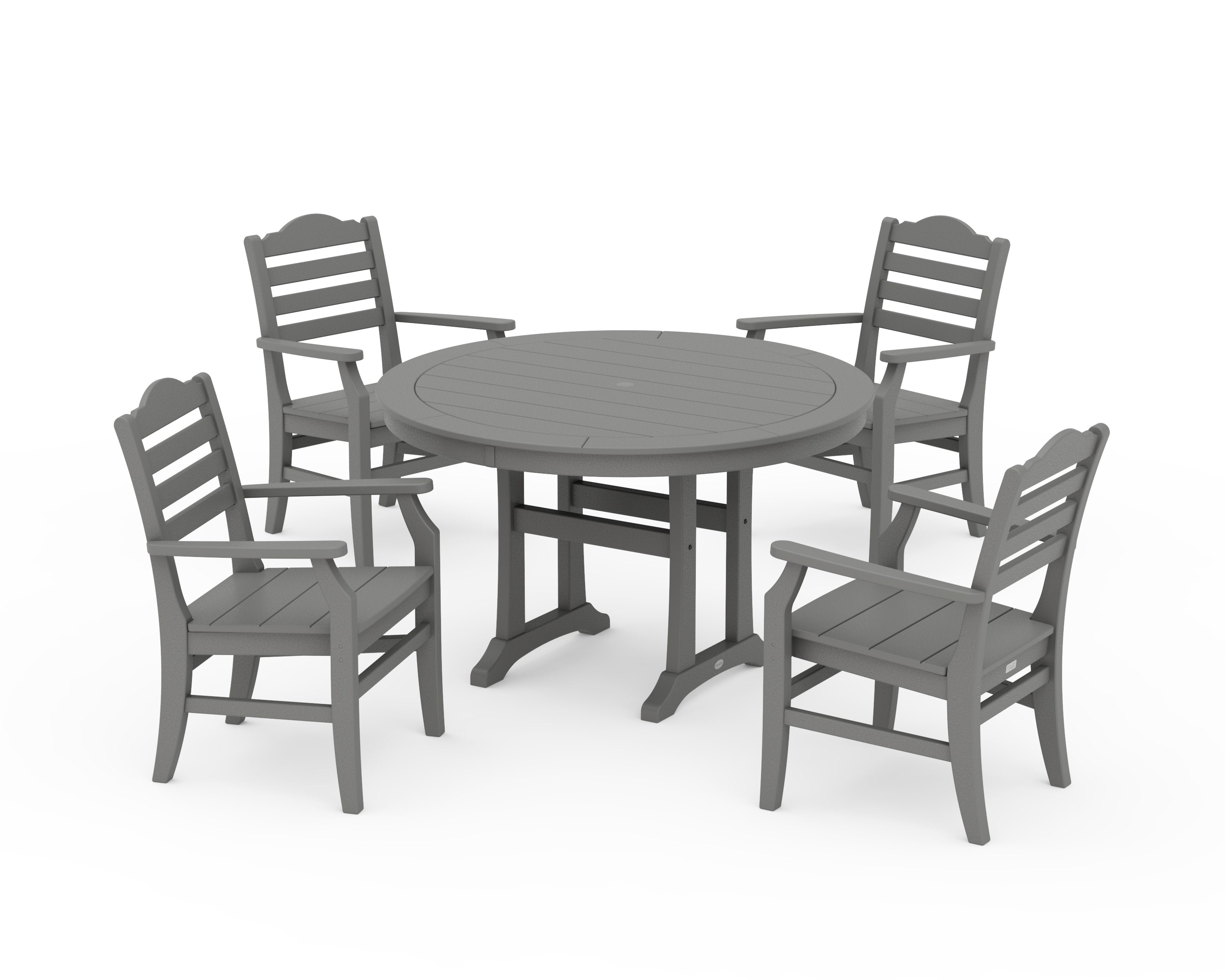 Savannah 5-Piece Round Dining Set with Trestle Legs in Slate Grey