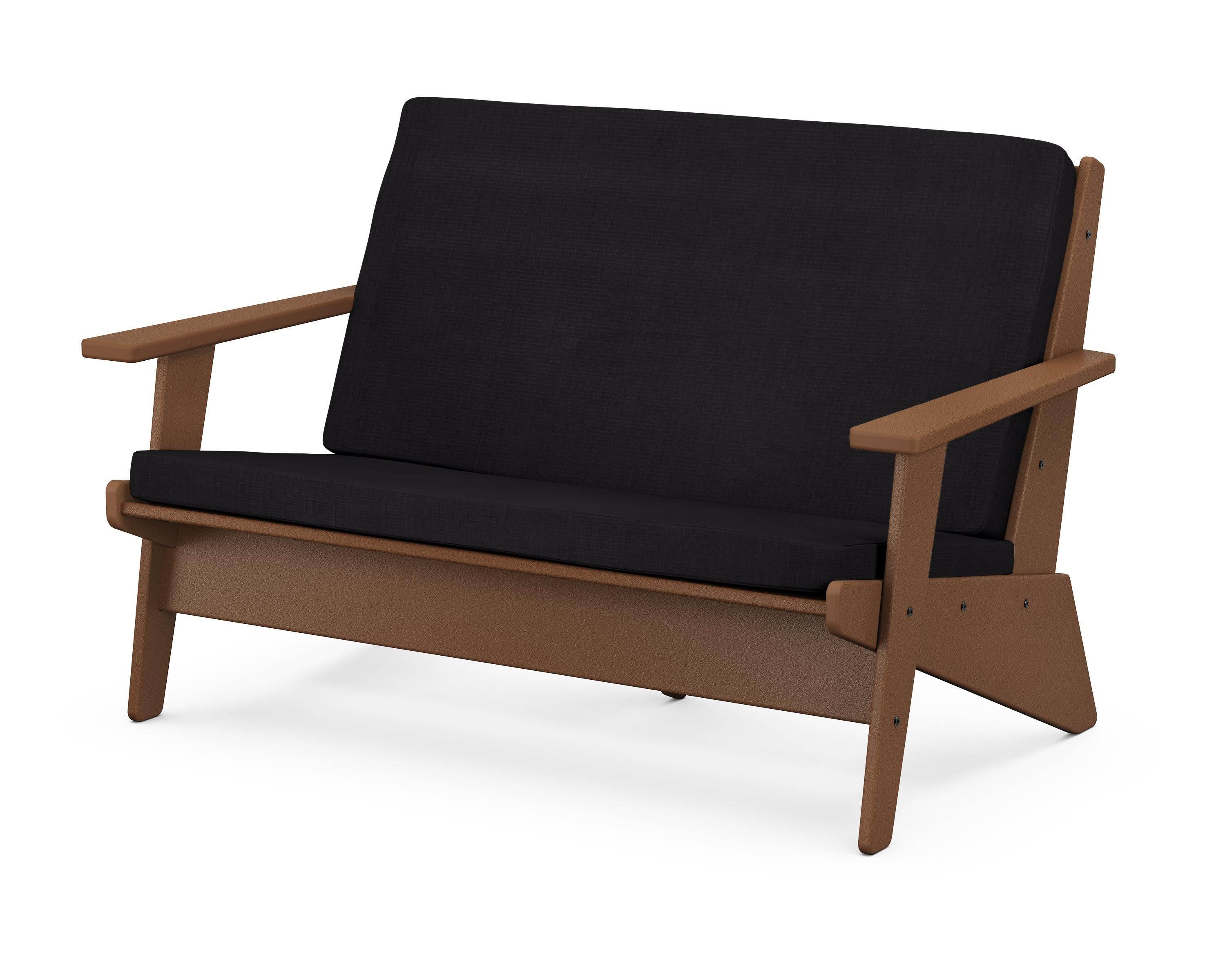 Riviera Modern Lounge Loveseat in Teak / Midnight Linen