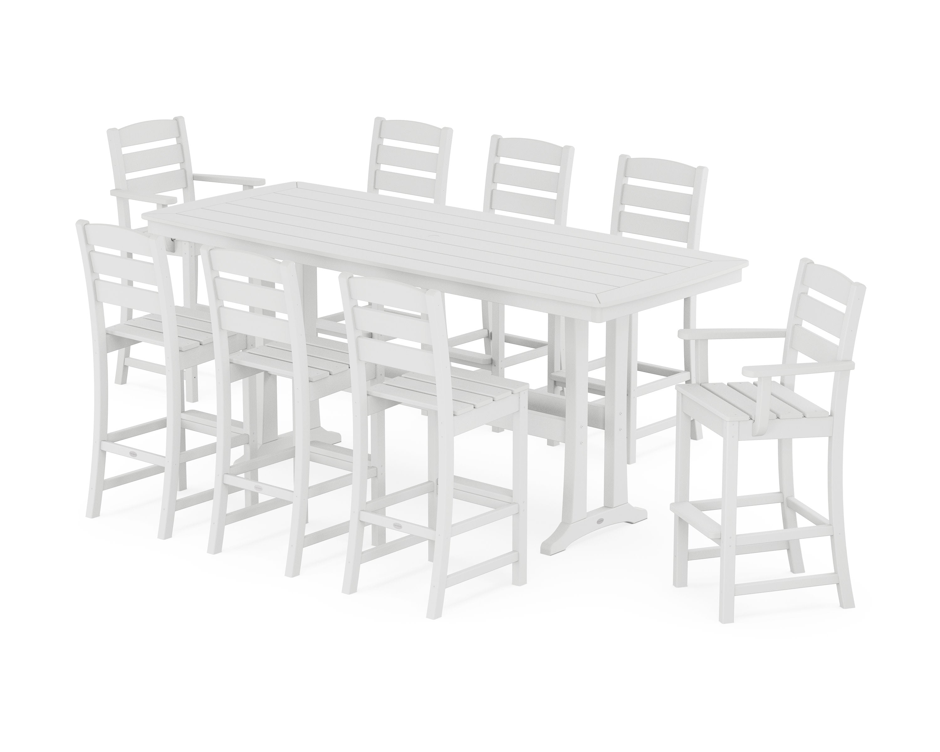 Lakeside 9-Piece Bar Set with Trestle Legs in White