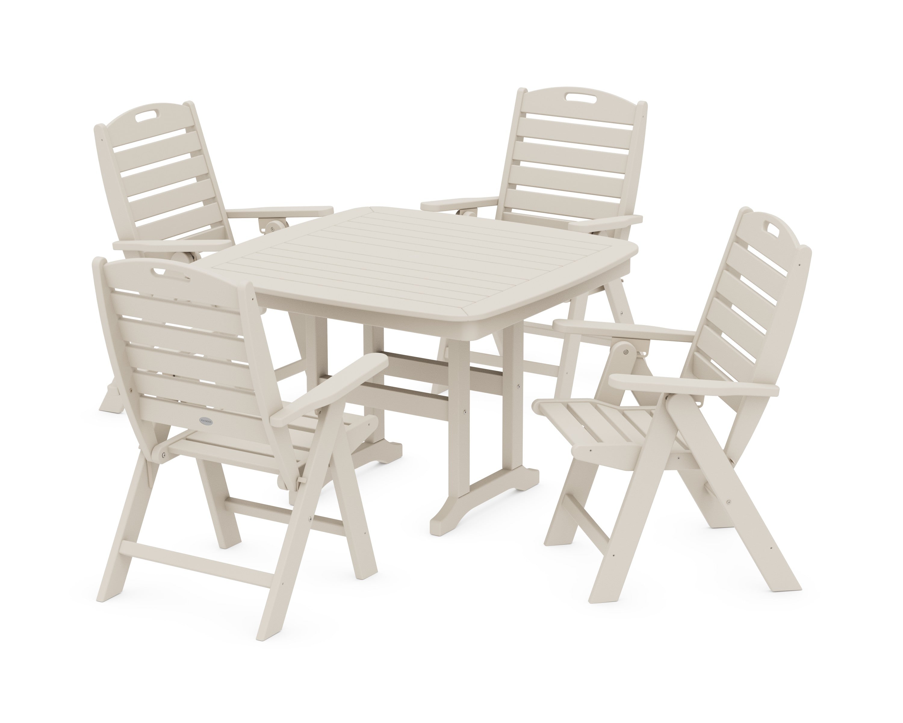 Nautical Highback Chair 5-Piece Dining Set in Sand