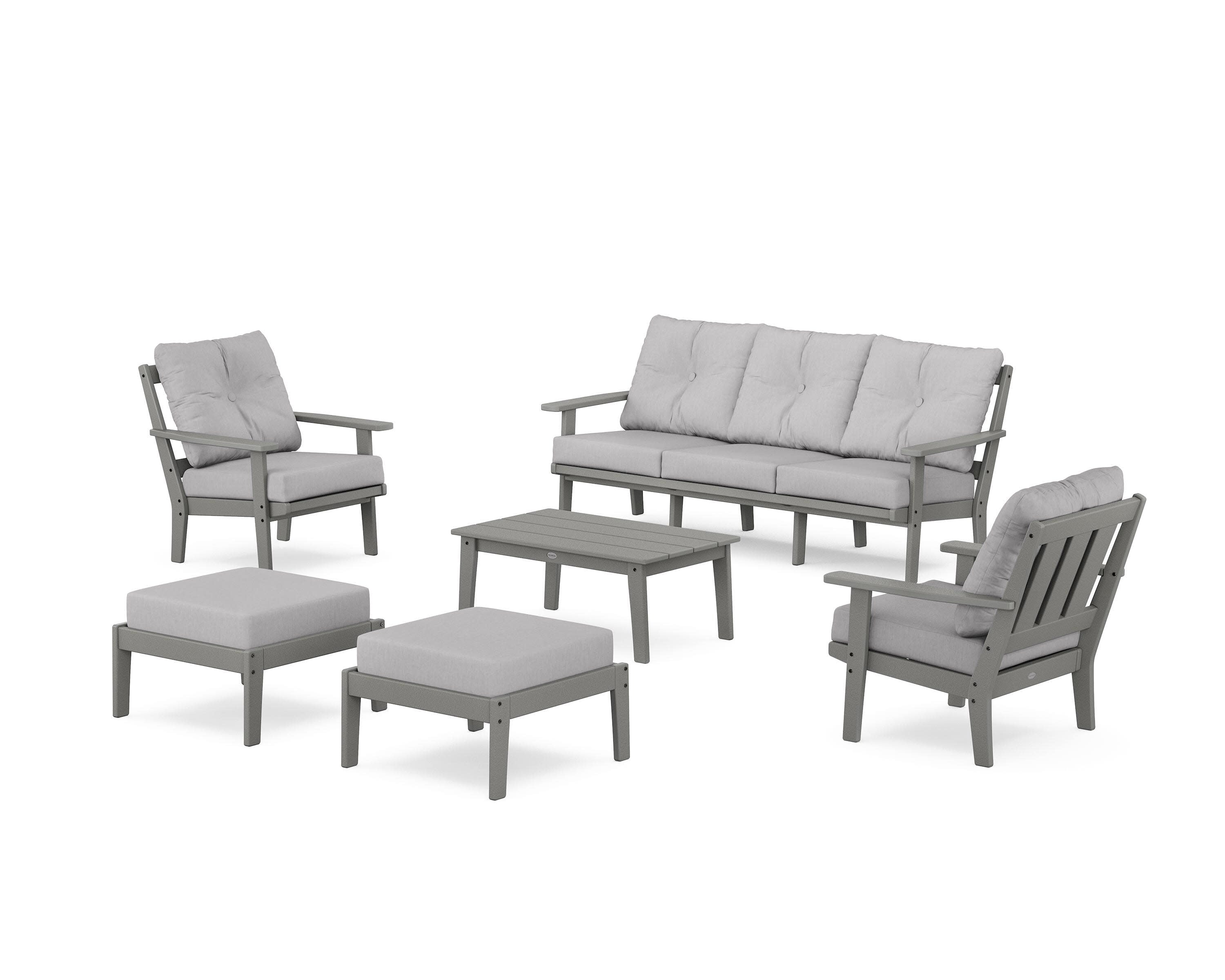 Oxford 6-Piece Lounge Sofa Set in Slate Grey / Granite
