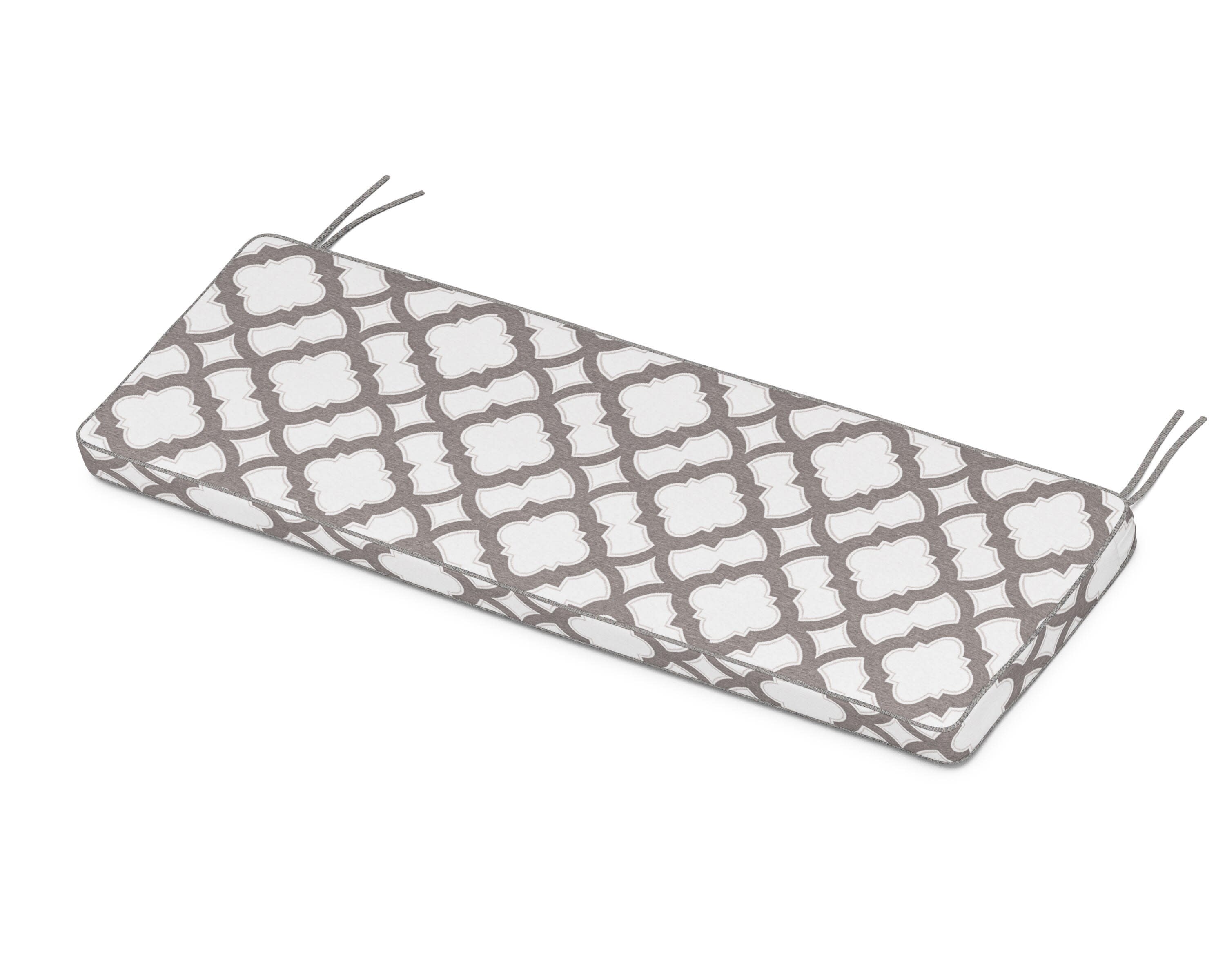 Chinoiserie Bench Seat Cushion in Trellis Grey Mist