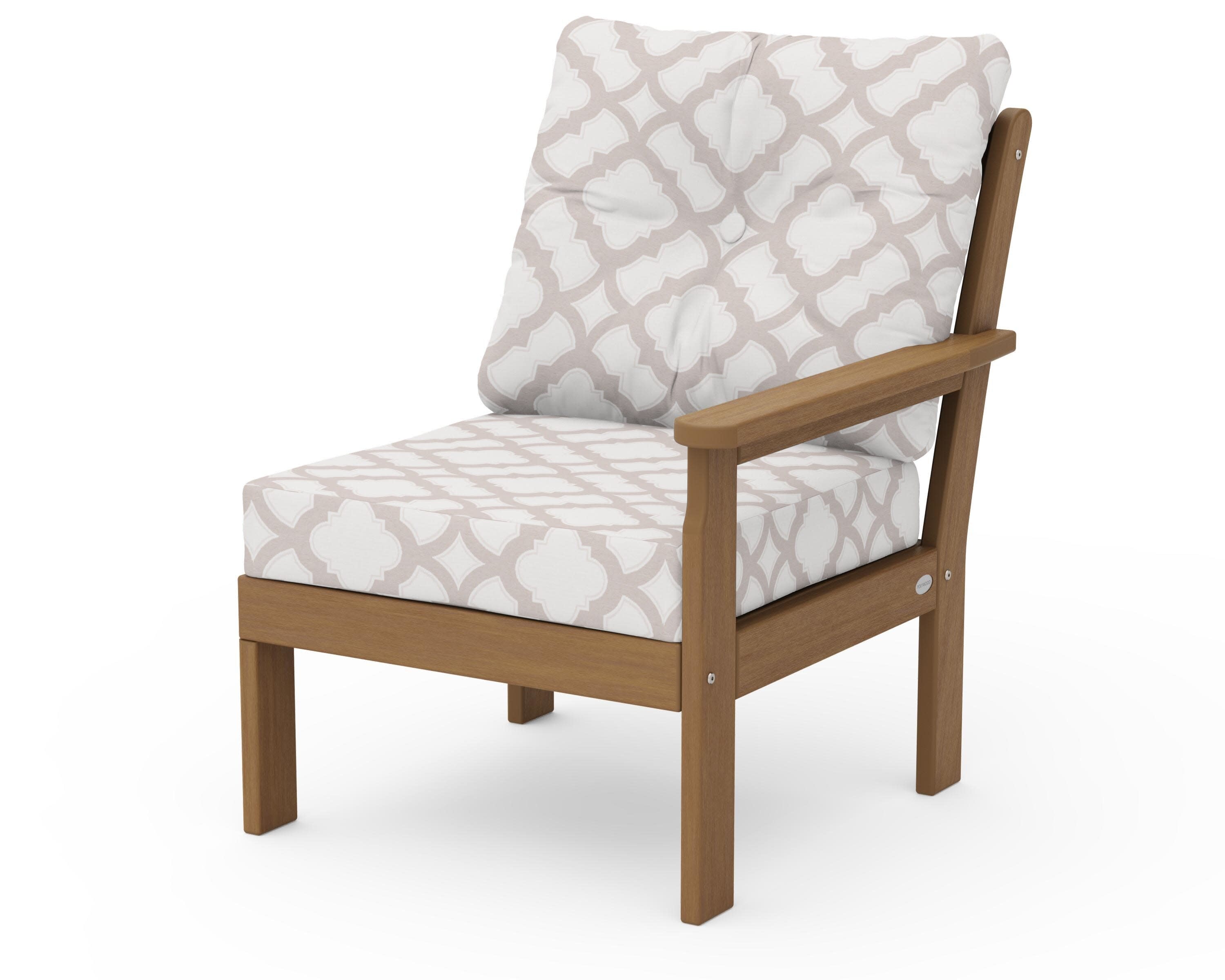 Vineyard Modular Right Arm Chair in Natural / Trellis Dune Burlap