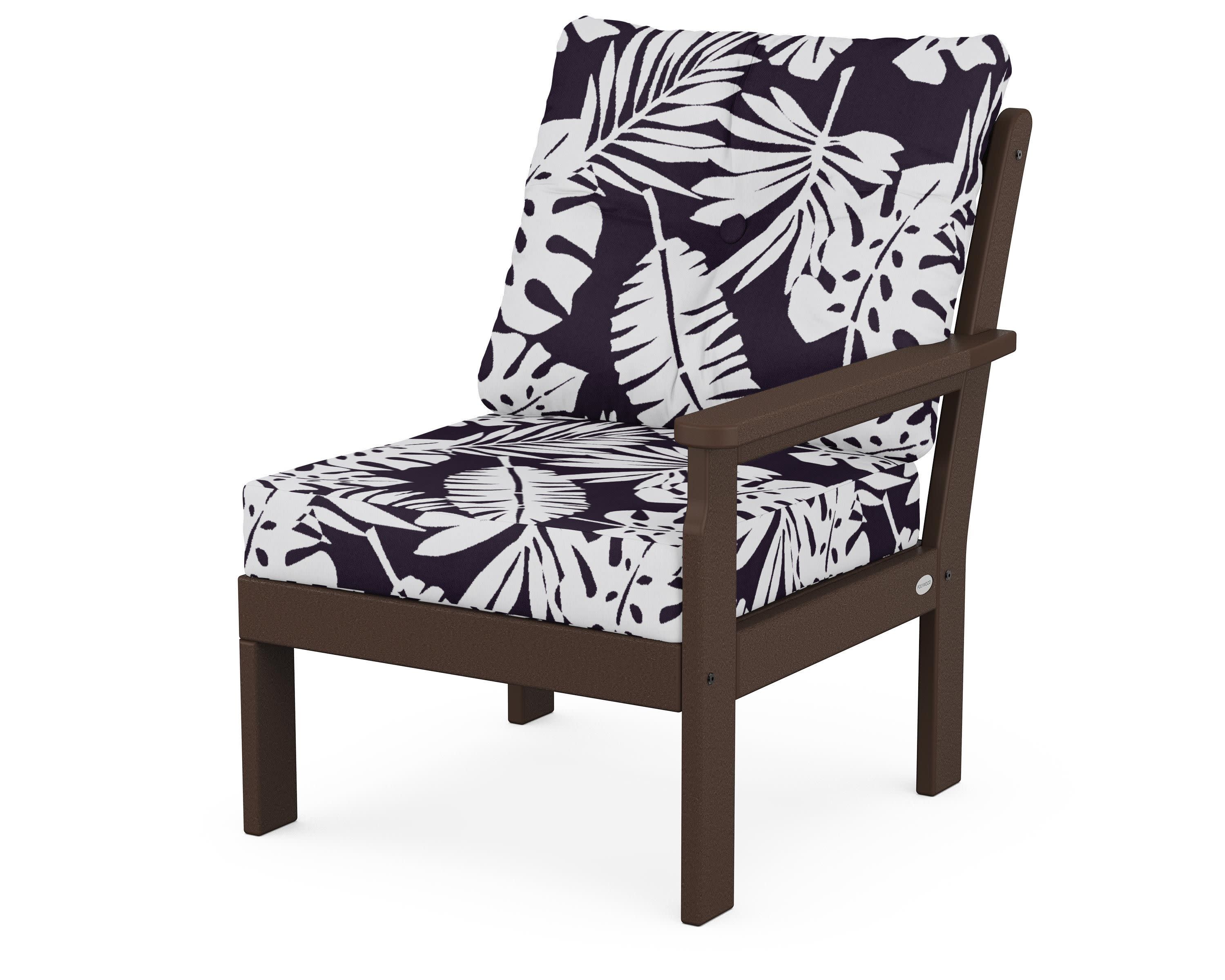 Vineyard Modular Right Arm Chair in Mahogany / Leaf Navy