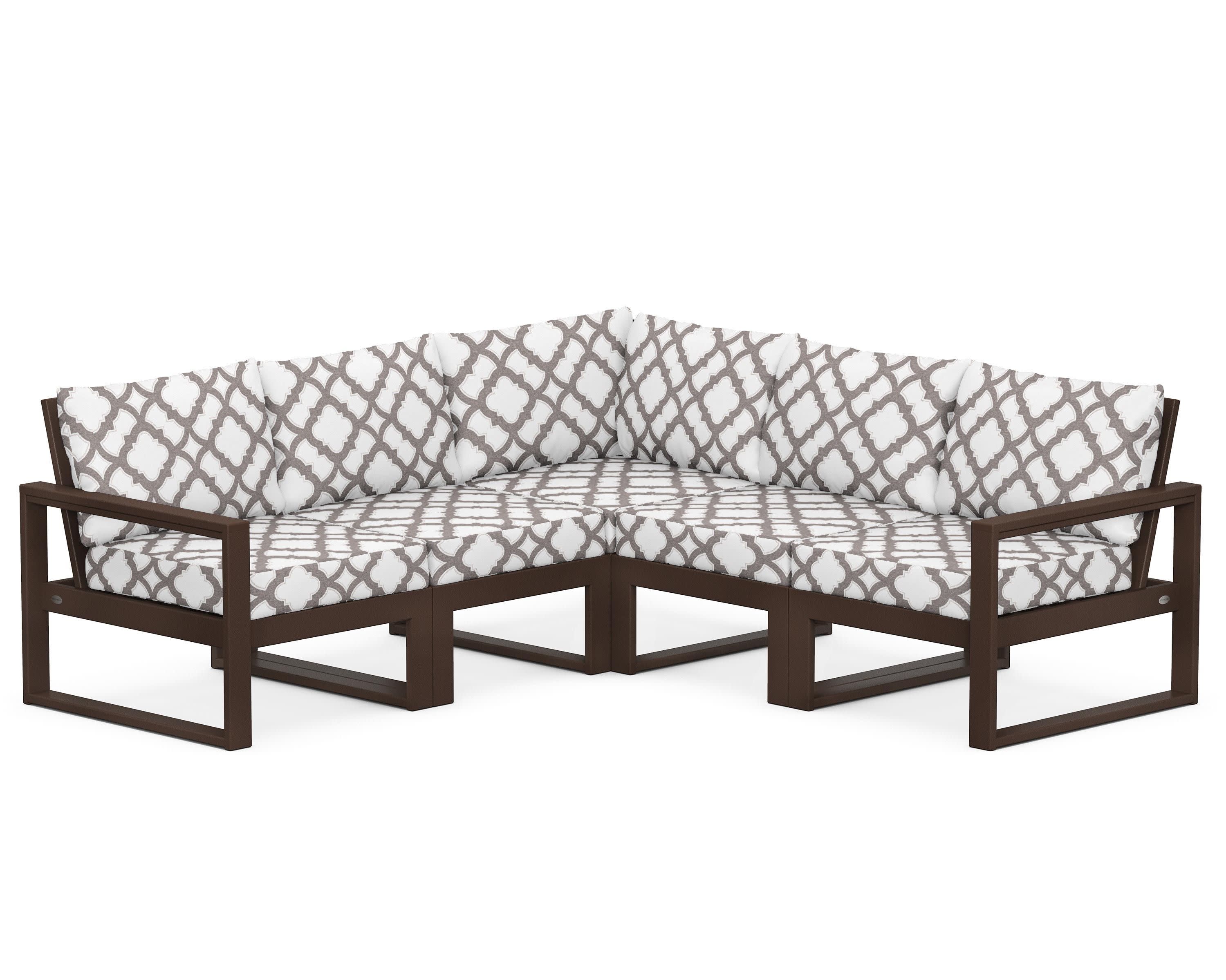 EDGE 5-Piece Modular Deep Seating Set in Mahogany / Trellis Grey Mist