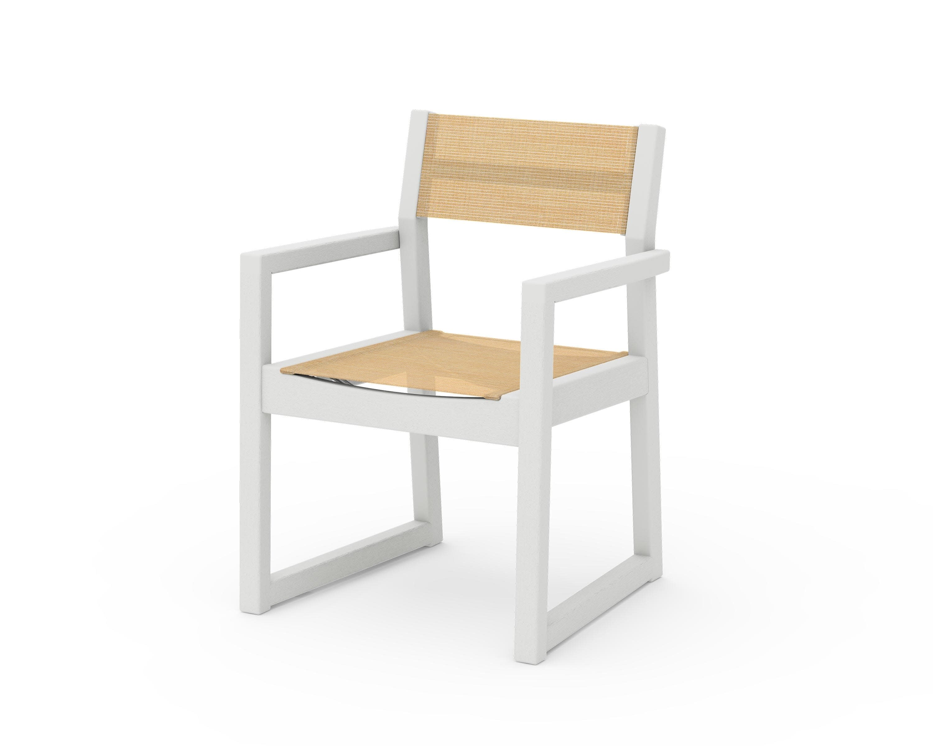 EDGE Sling Dining Arm Chair in Vintage White / Dupioni Apricot Sling