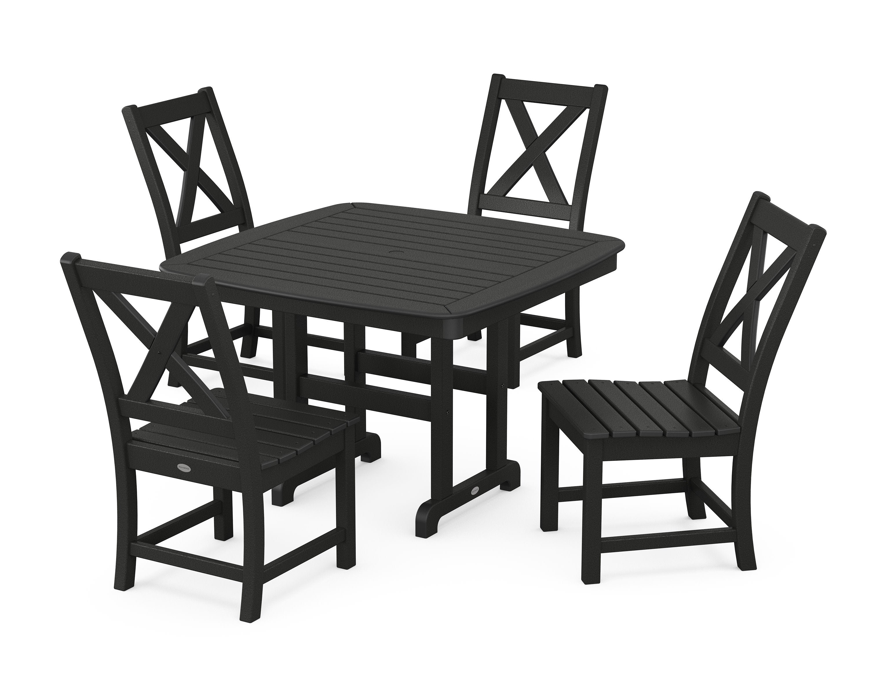 Braxton Side Chair 5-Piece Dining Set with Trestle Legs in Black