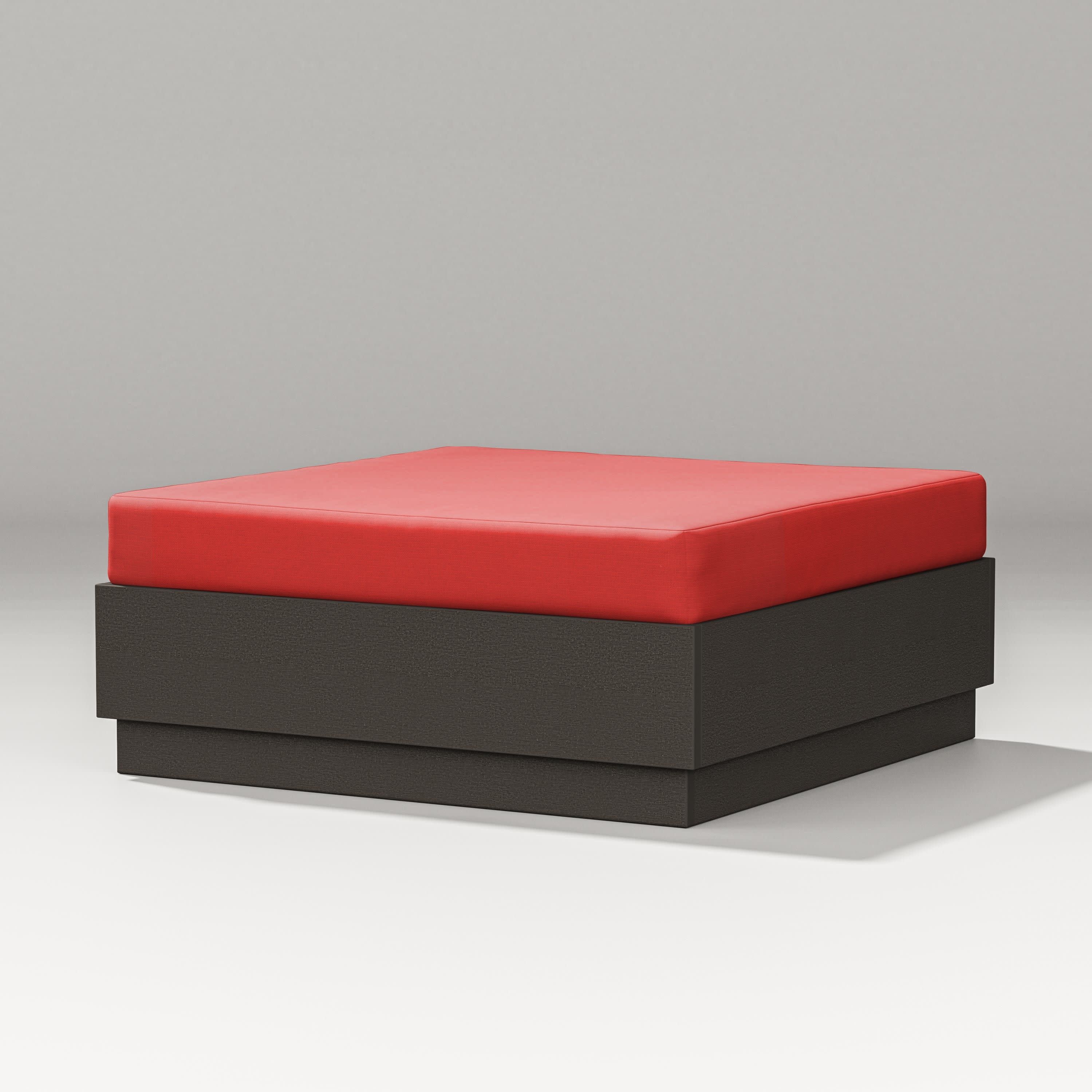 Elevate Lounge Ottoman in Vintage Coffee / Crimson Linen