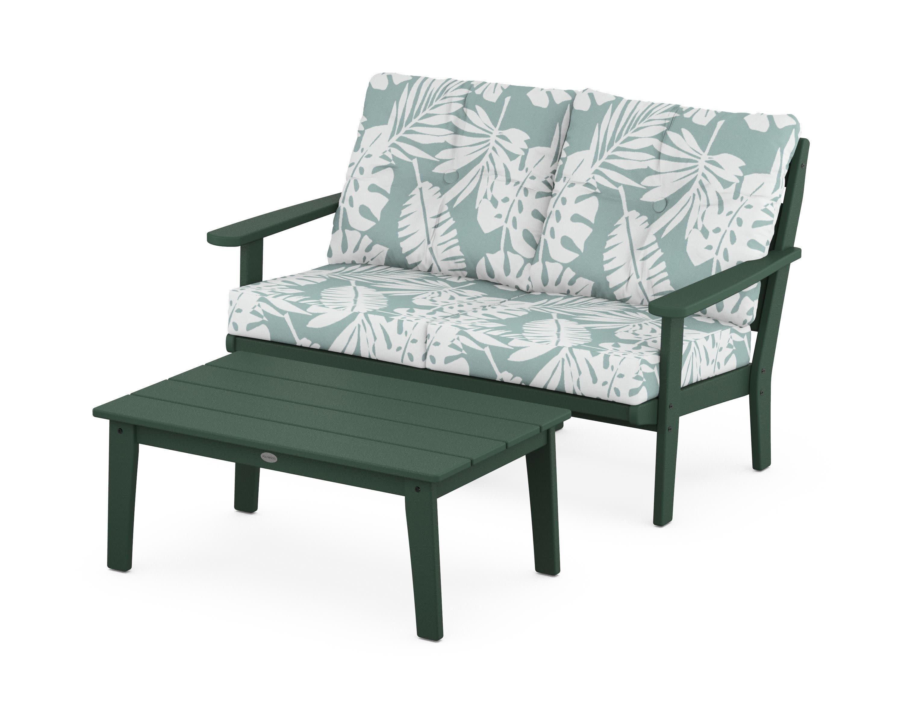 Lakeside 2-Piece Lounge Loveseat Set in Green / Leaf Glacier Spa