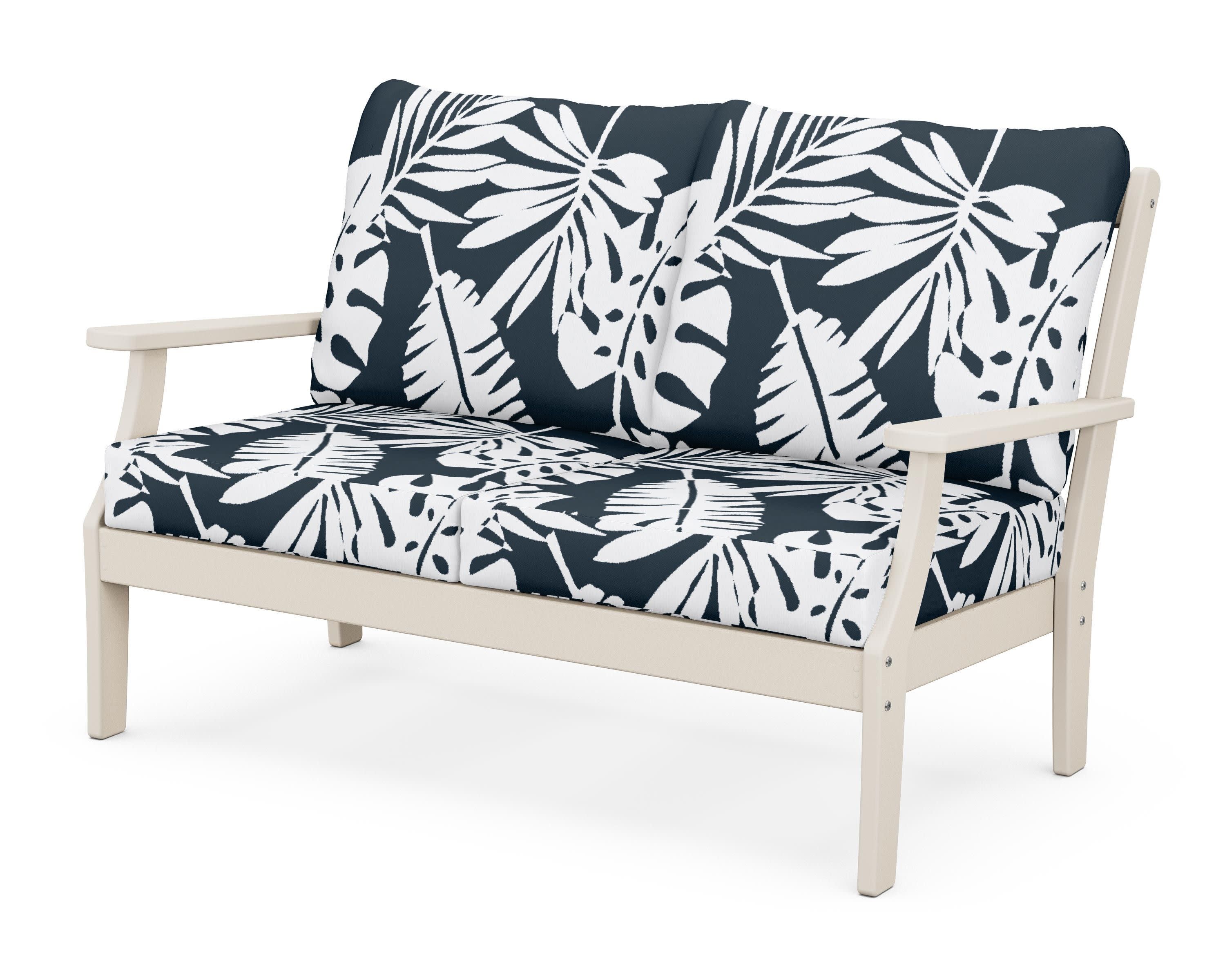 Braxton Deep Seating Loveseat in Sand / Leaf Marine Indigo