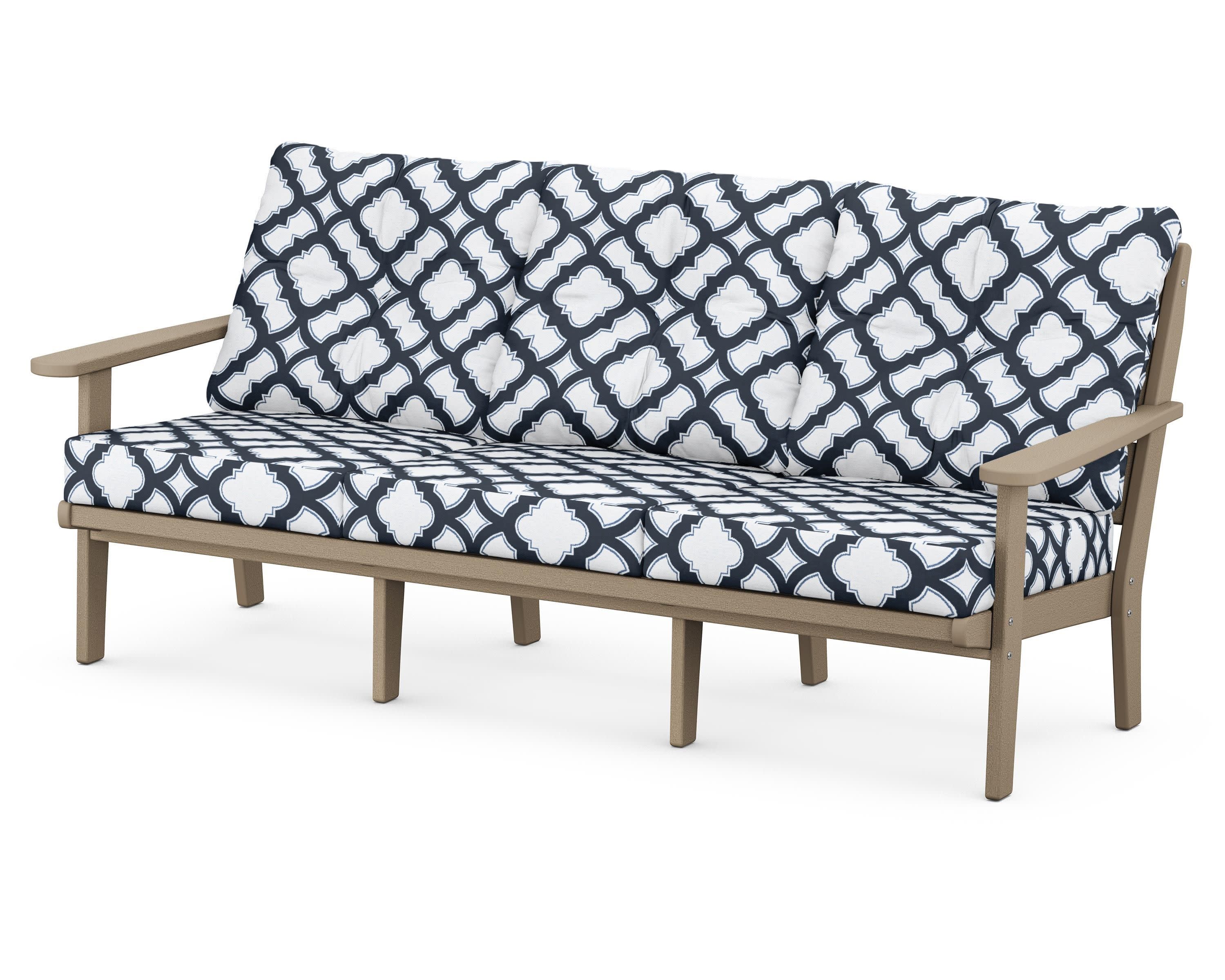 Lakeside Deep Seating Sofa in Vintage Sahara / Trellis Marine Indigo