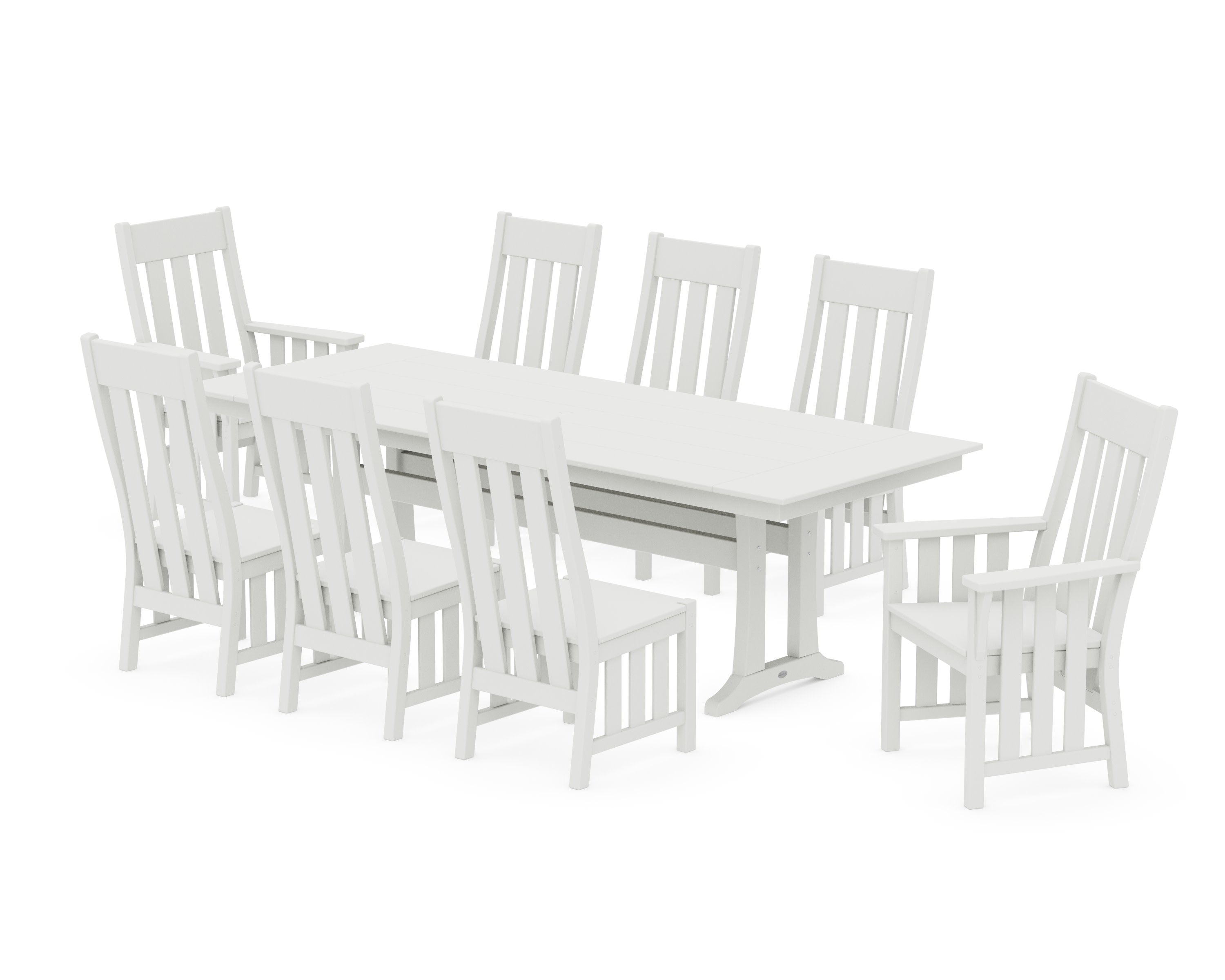 Acadia 9-Piece Farmhouse Dining Set with Trestle Legs in Vintage White