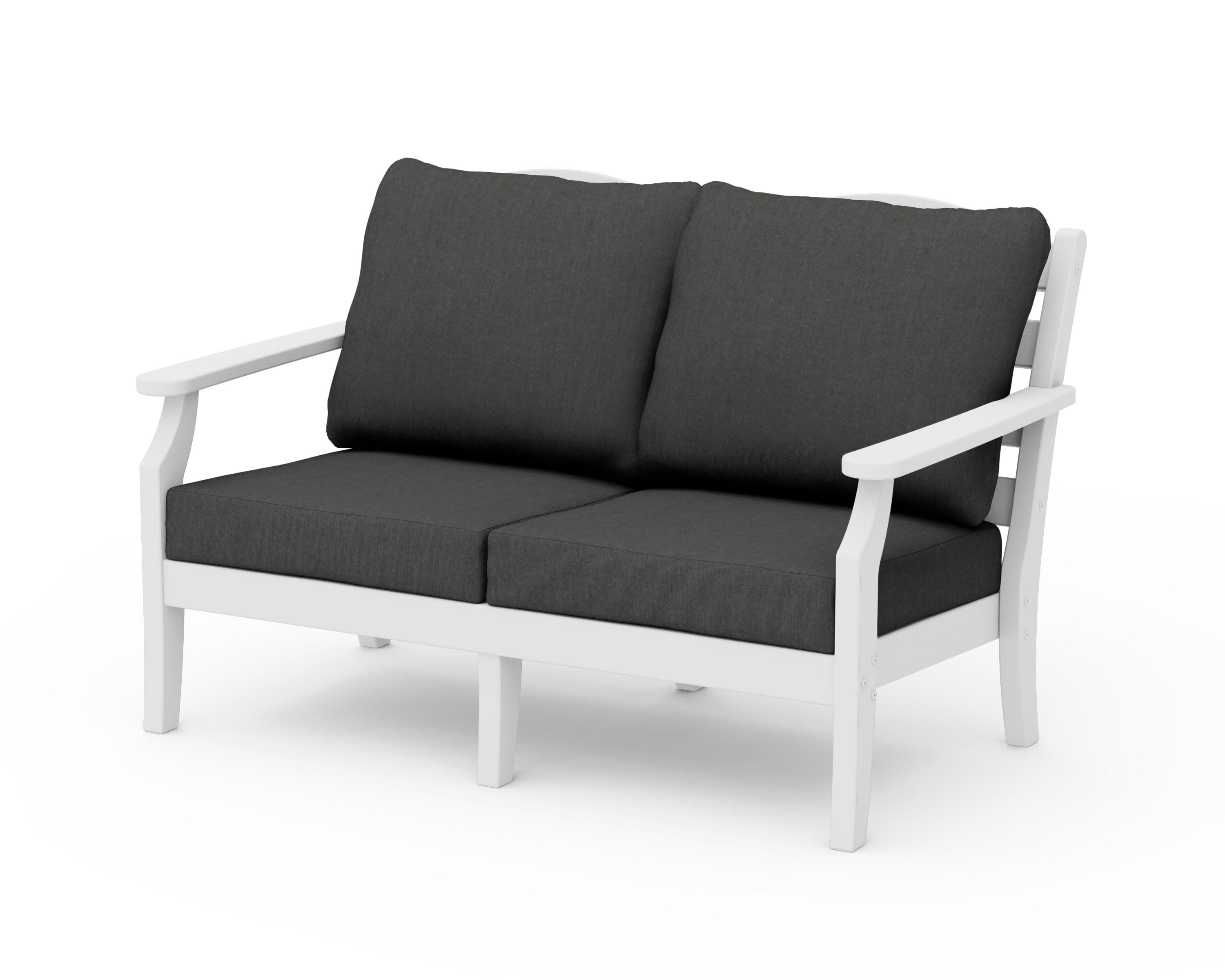 Savannah Deep Seating Loveseat in White / Spectrum Carbon