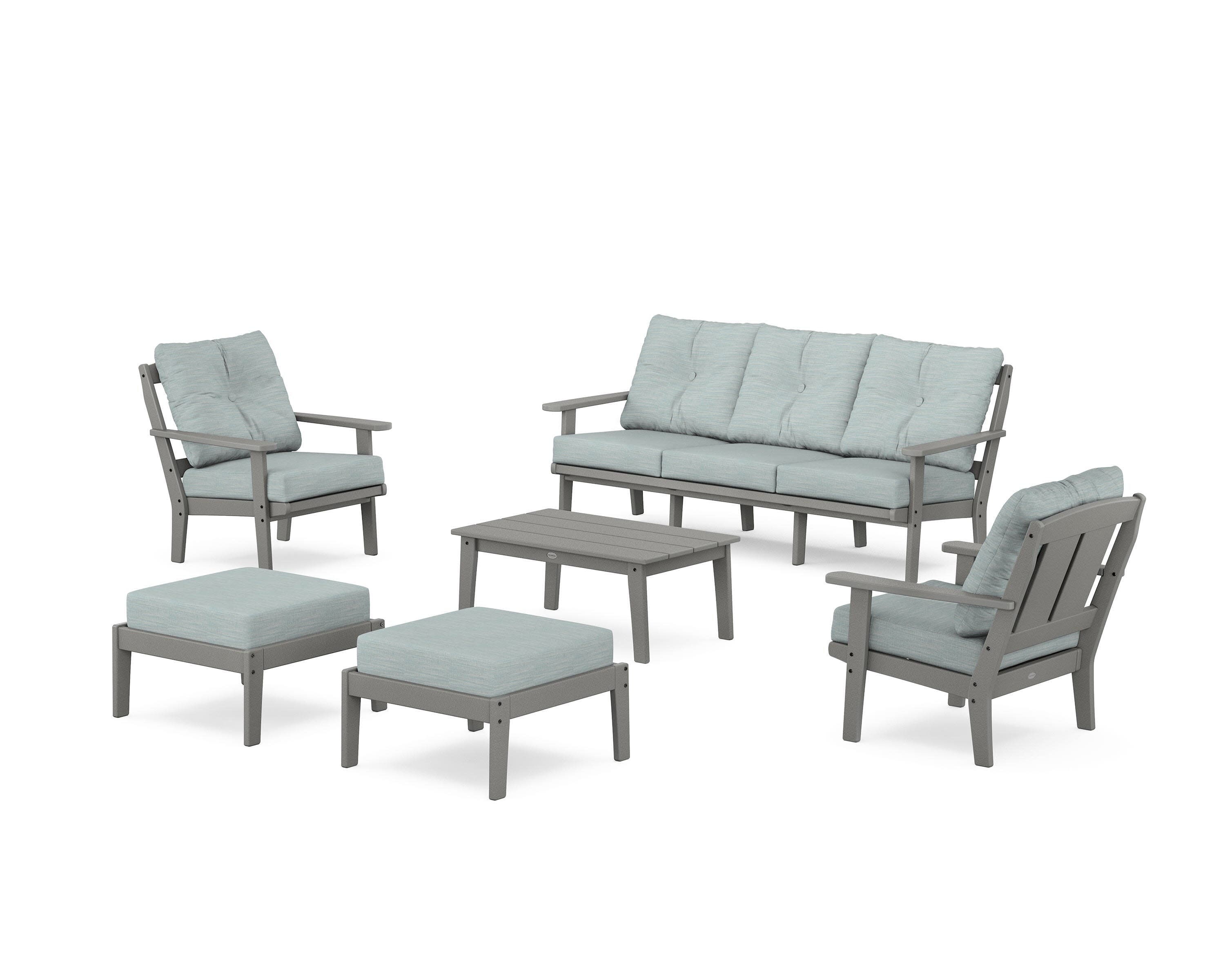 Mission 6-Piece Lounge Sofa Set in Slate Grey / Soothe Mist