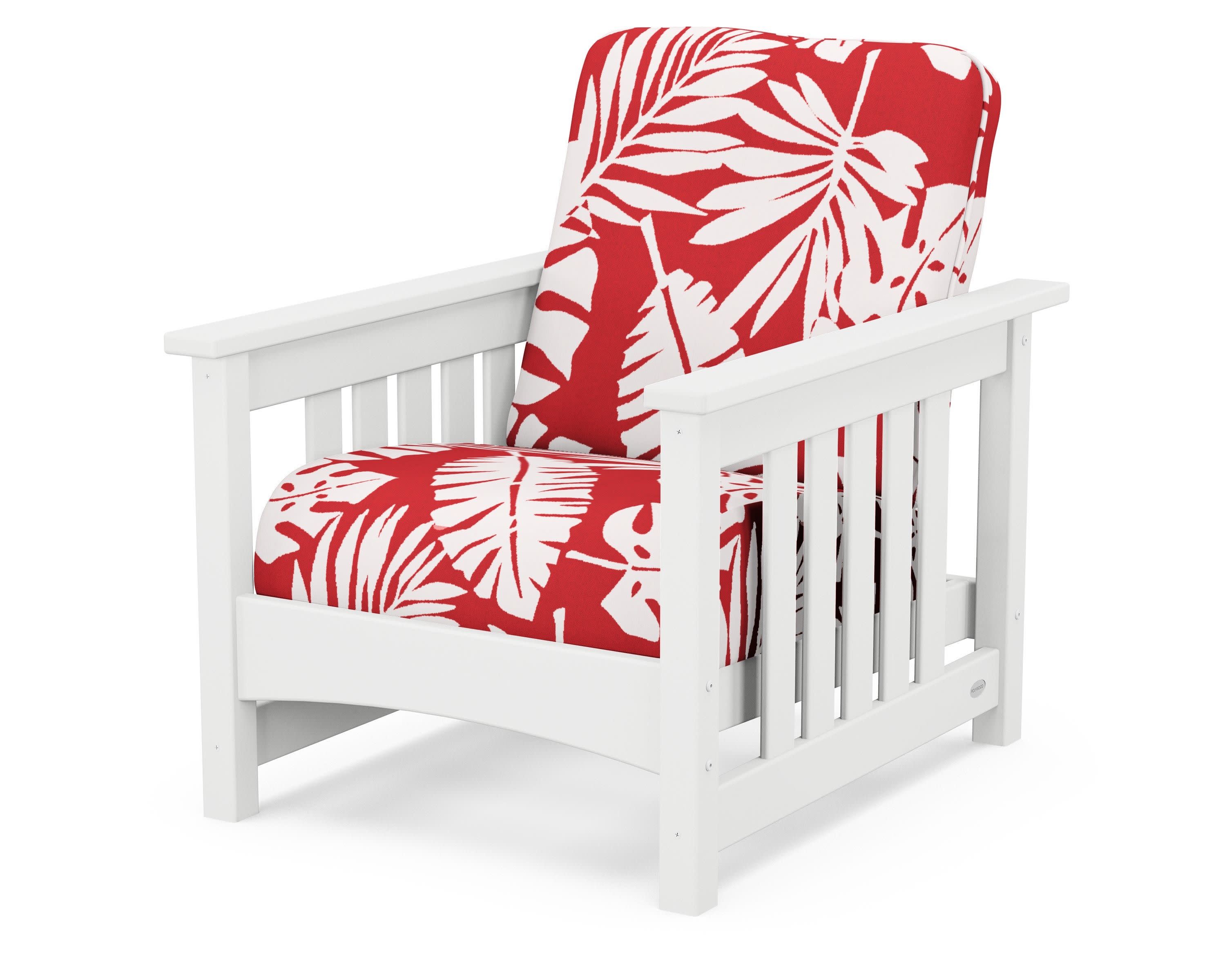 Club Mission Chair in White / Leaf Crimson