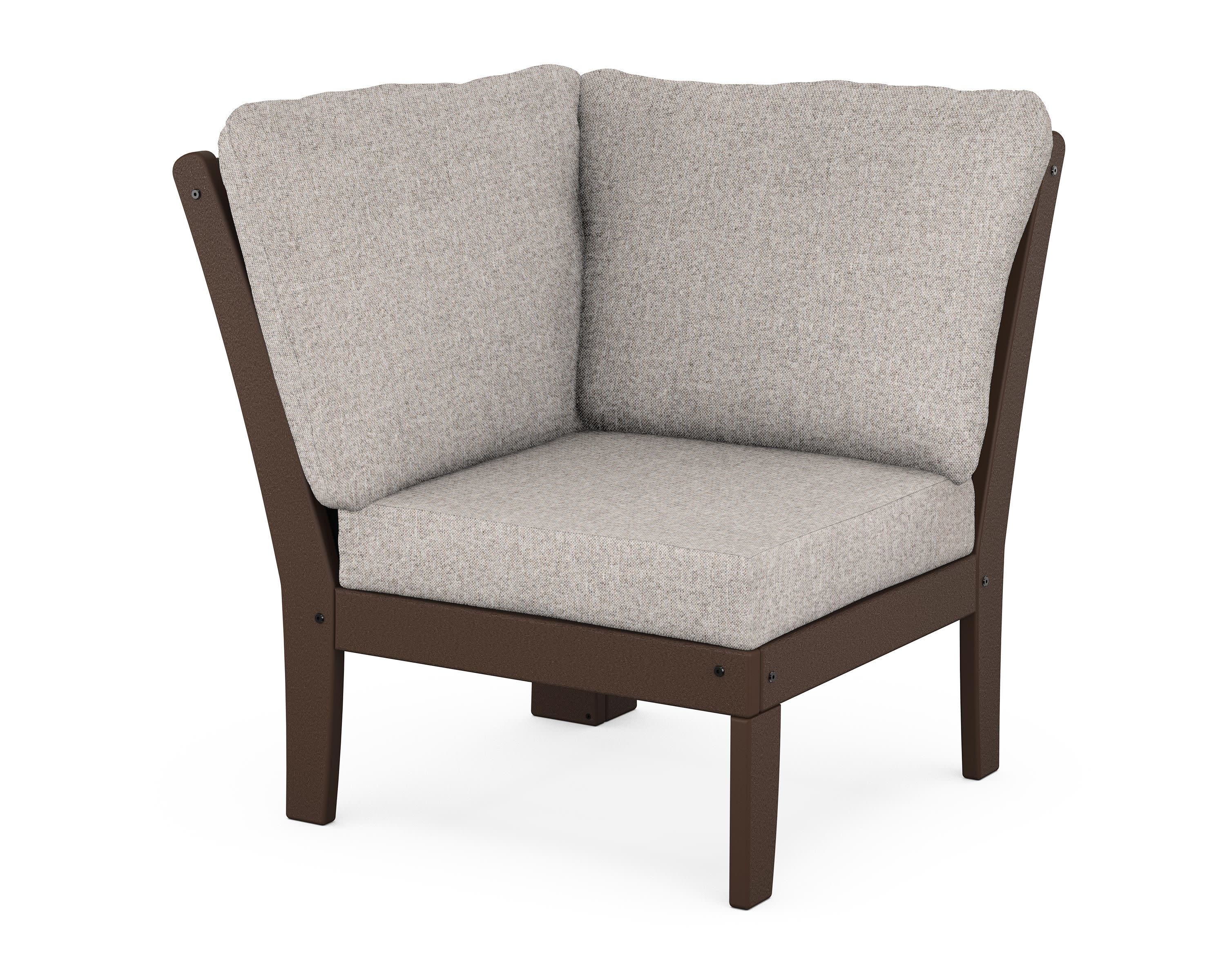 Braxton Modular Corner Chair in Mahogany / Weathered Tweed