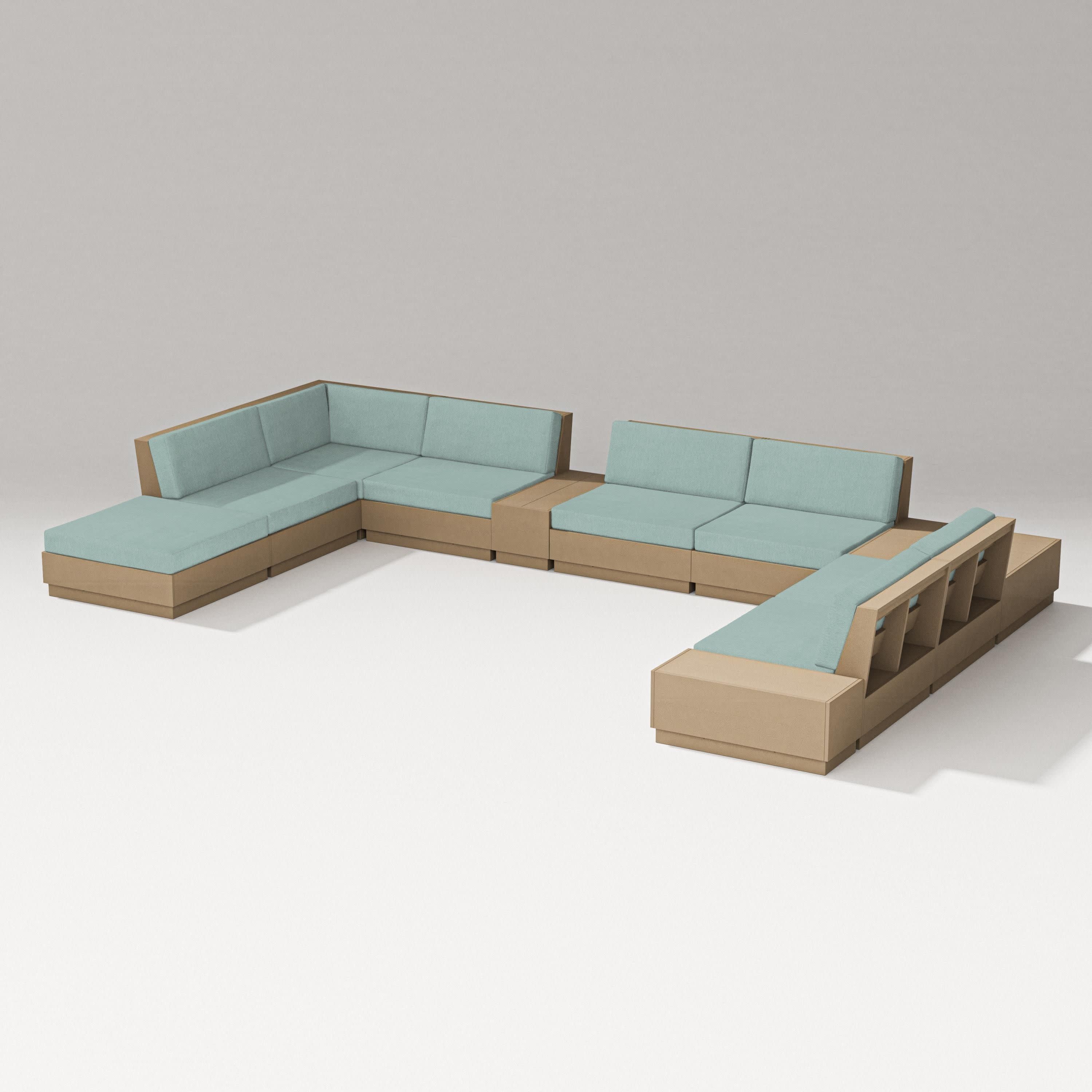 Elevate 11-Piece Conversation Sectional Set in Vintage Sahara / Glacier Spa