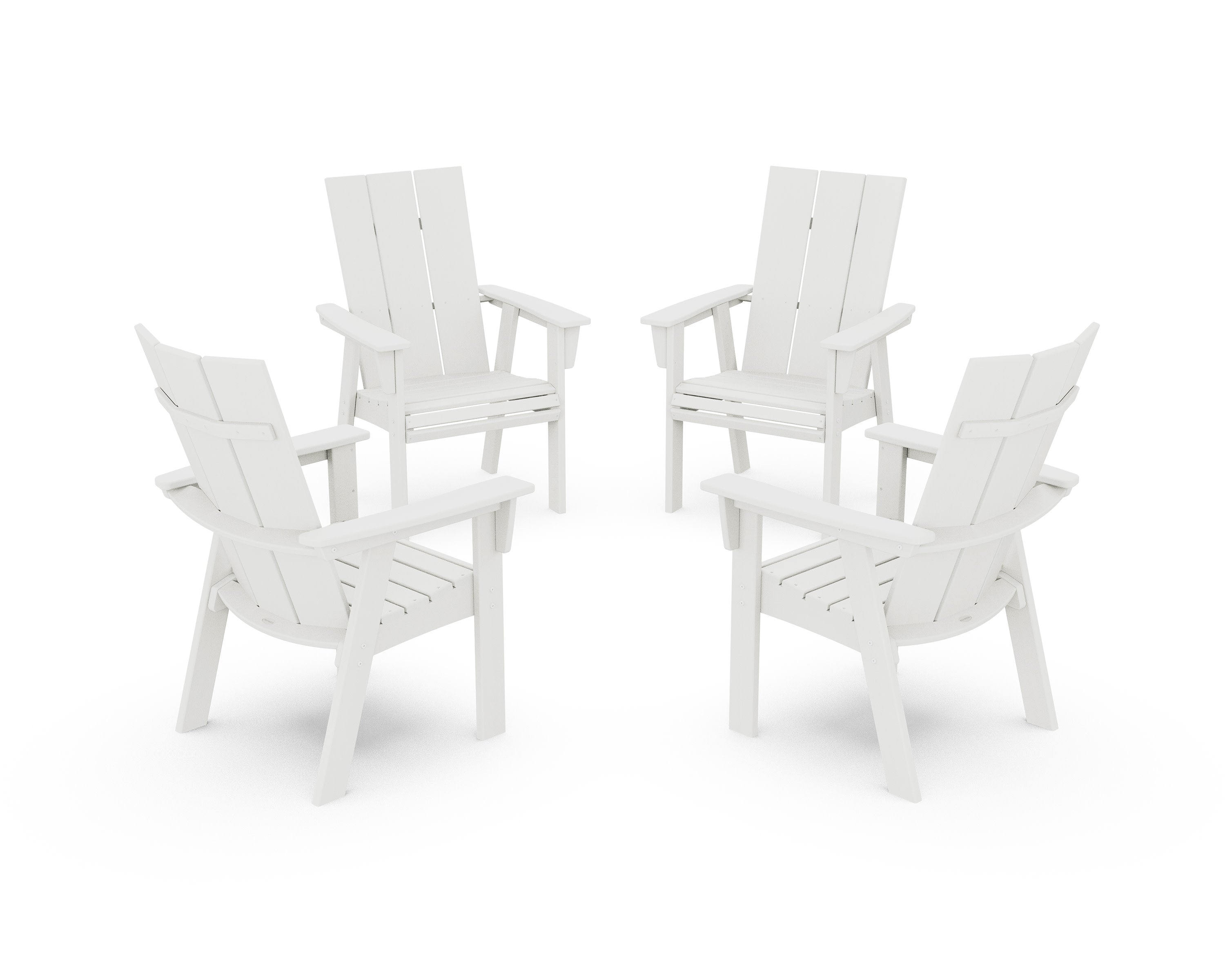 Modern 4-Piece Curveback Upright Adirondack Conversation Set in Vintage White