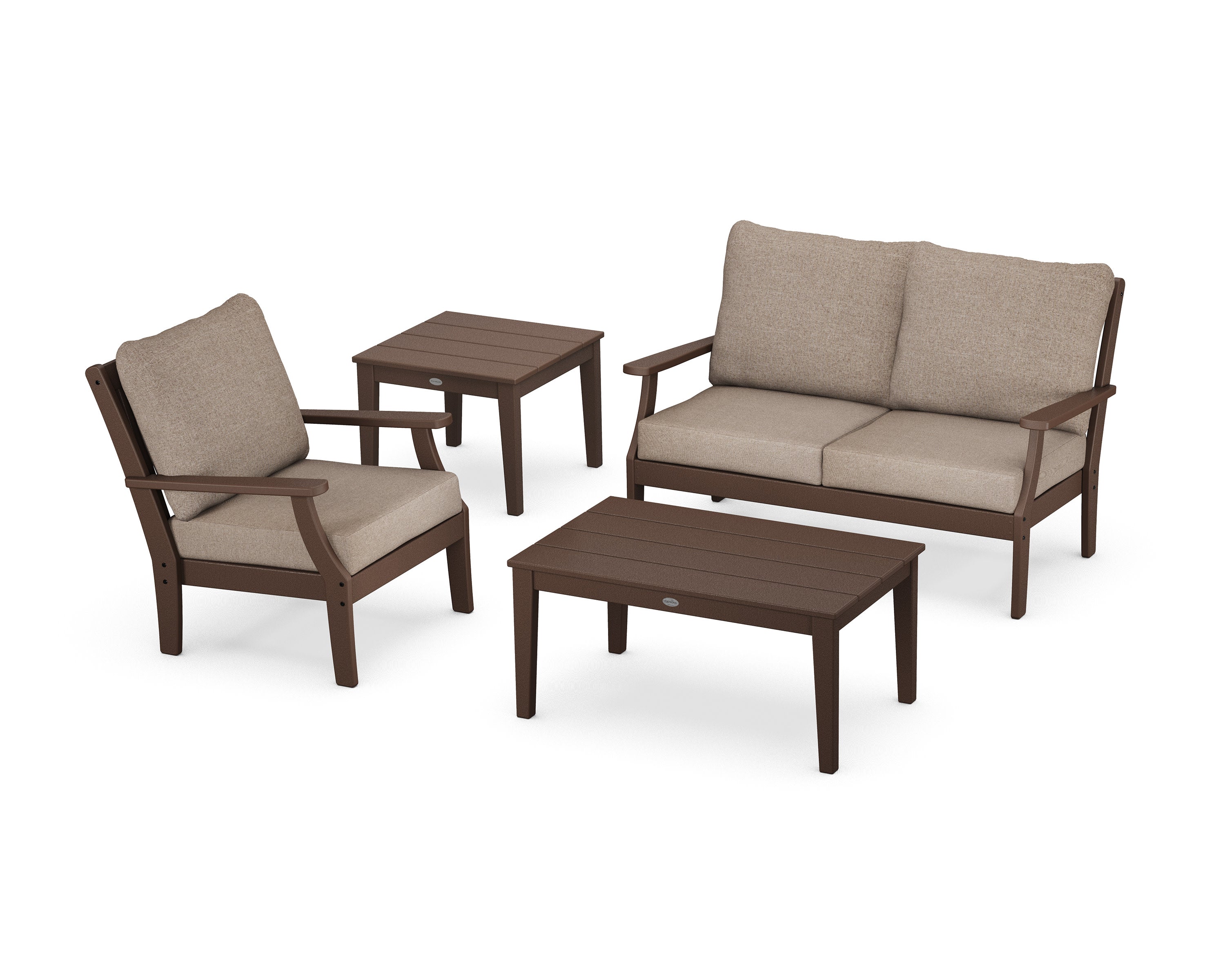 Braxton 4-Piece Deep Seating Set in Mahogany / Spiced Burlap