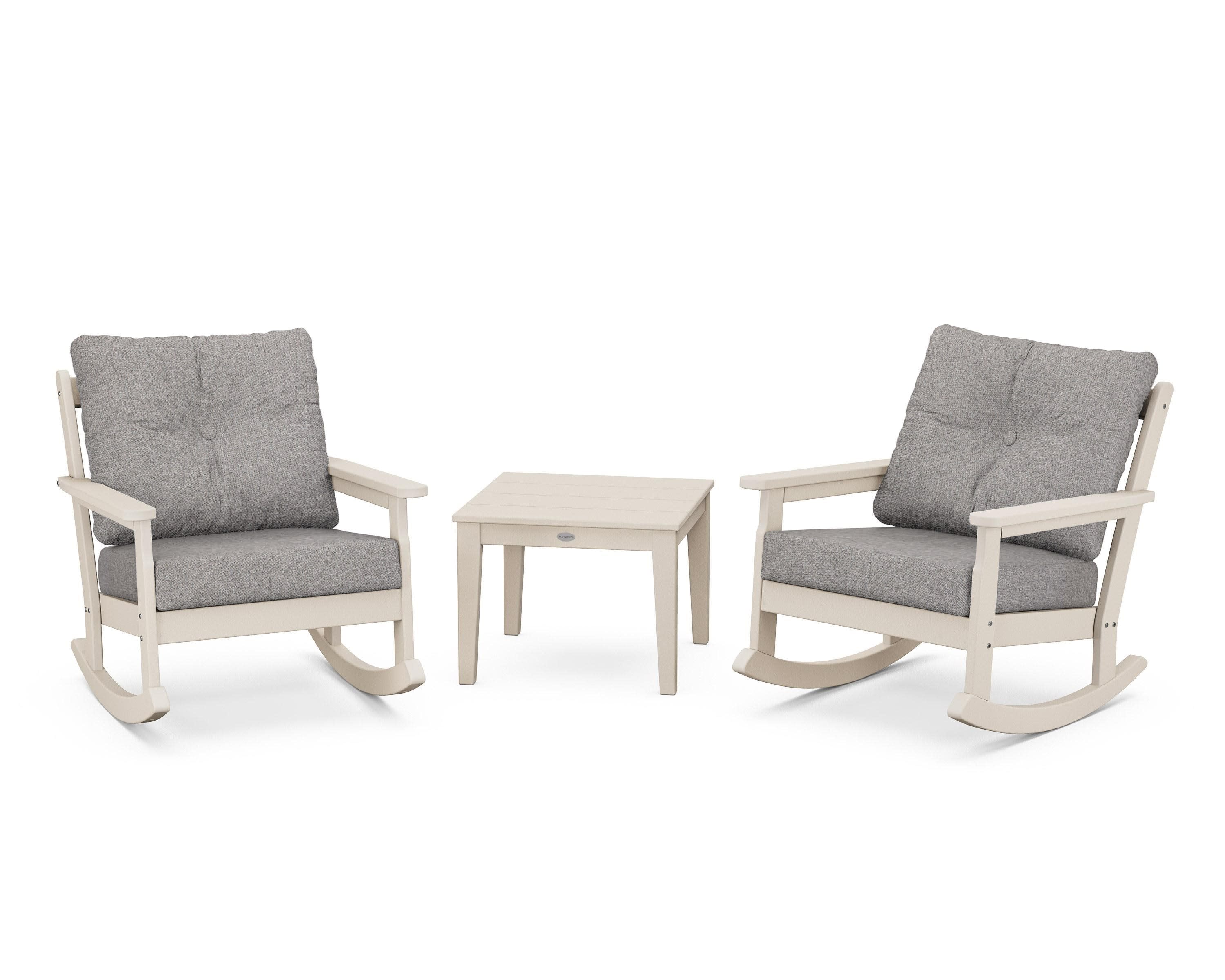 Vineyard 3-Piece Deep Seating Rocker Set in Sand / Grey Mist