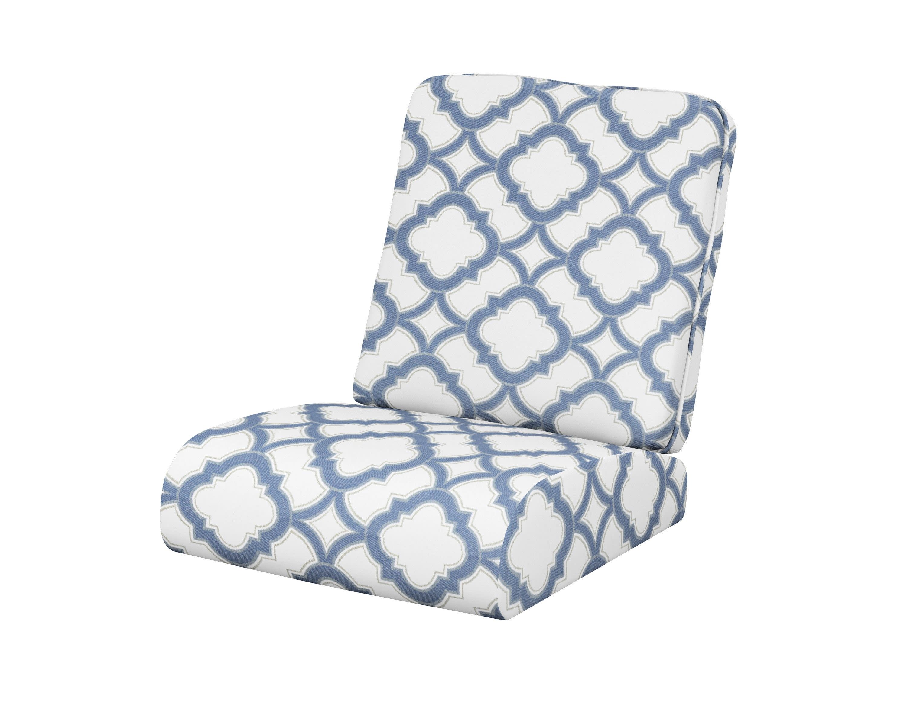 Club Seat/Back Cushion in Trellis Sky Blue