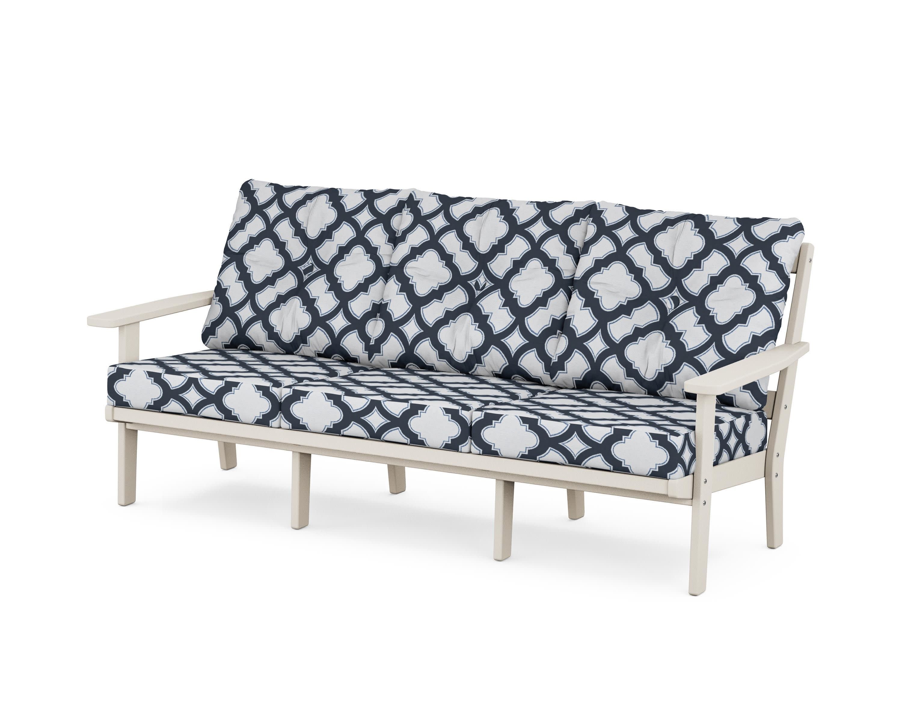 PrairieDeep Seating Sofa in Sand / Trellis Marine Indigo