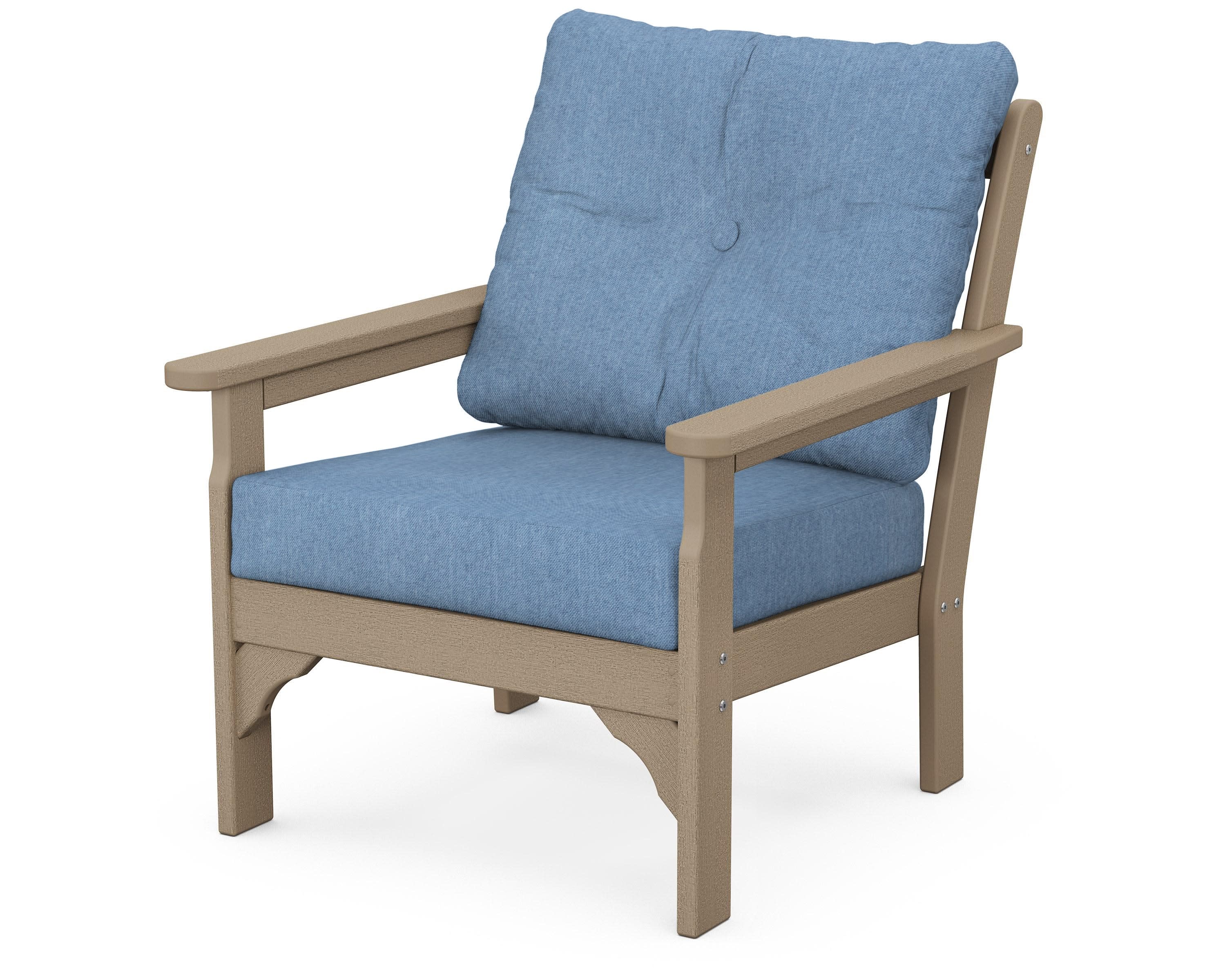 Vineyard Deep Seating Chair in Vintage Sahara / Sky Blue