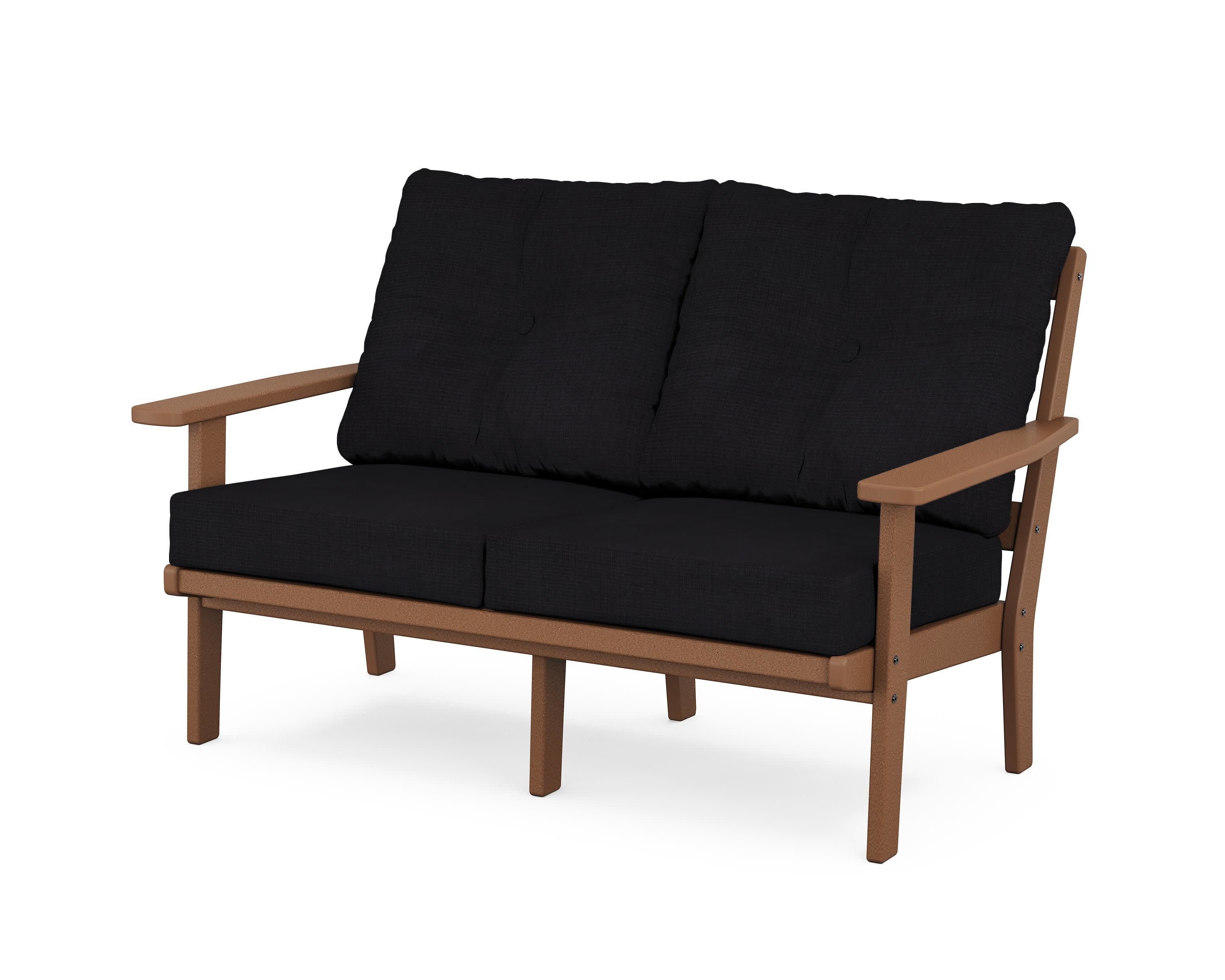 Prairie Deep SeatingLoveseat in Teak / Midnight Linen