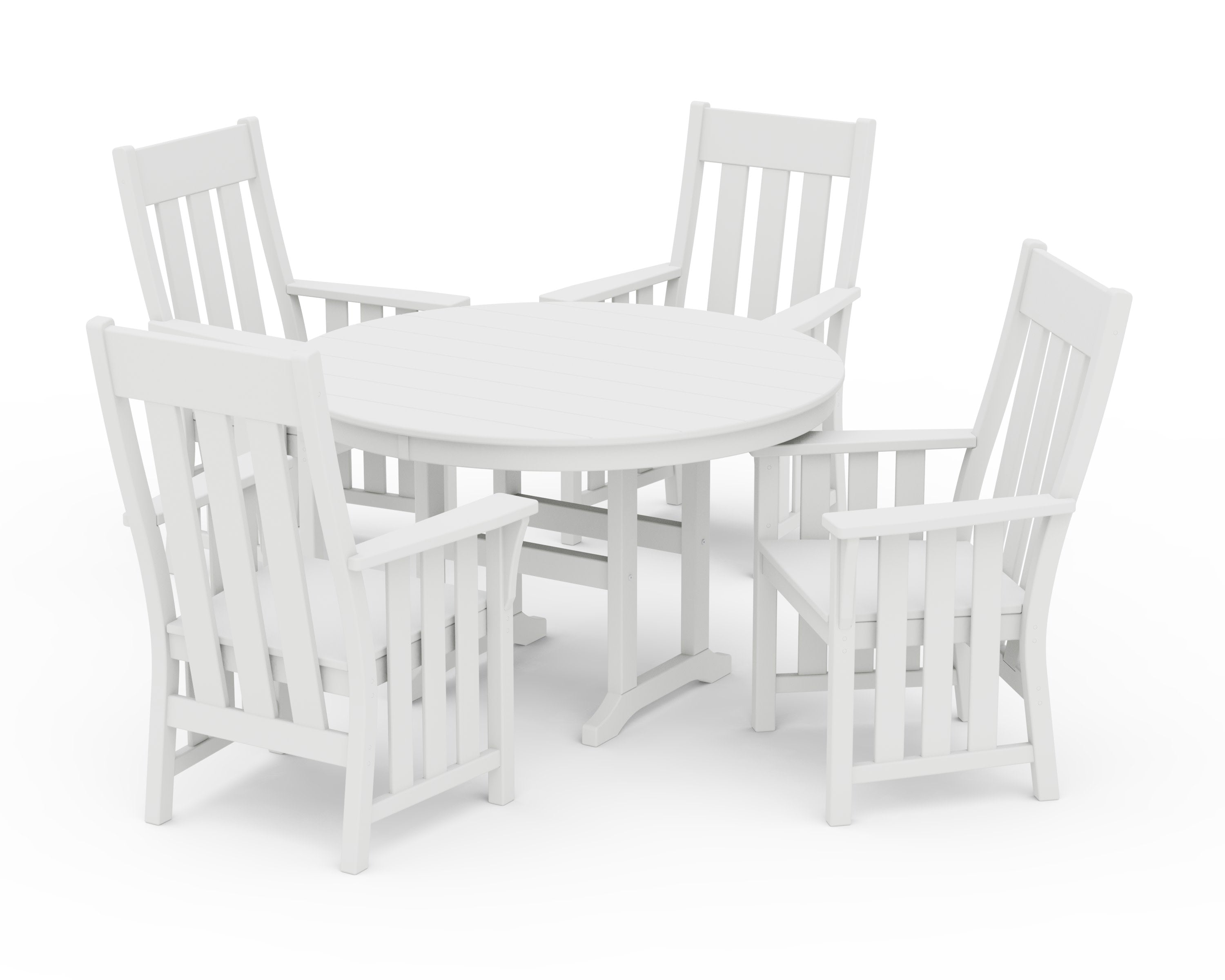 Acadia 5-Piece Round Farmhouse Dining Set in White