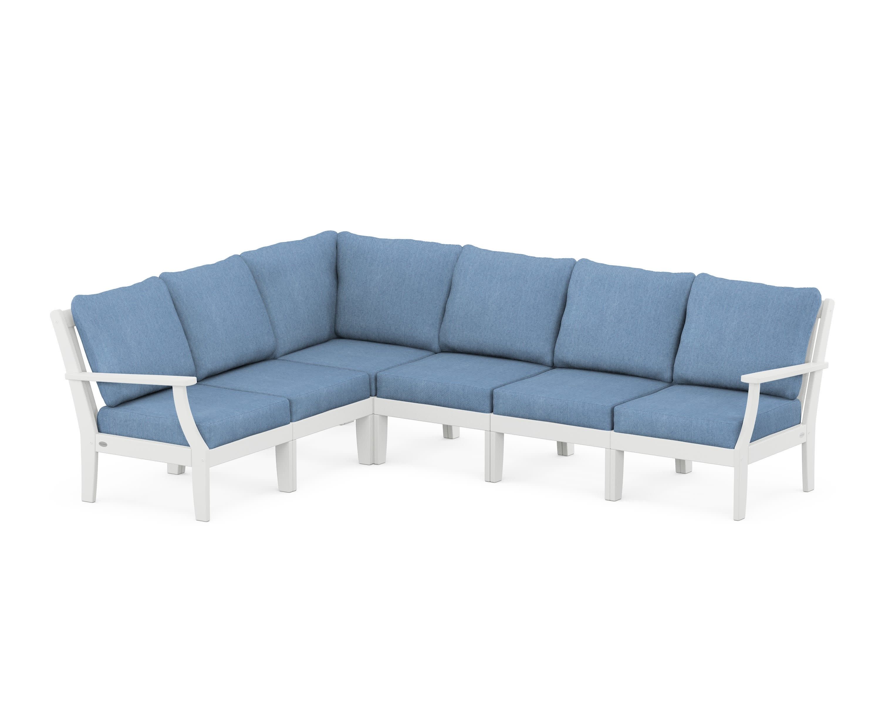 Braxton Modular 6-Piece Deep Seating Set in White / Sky Blue