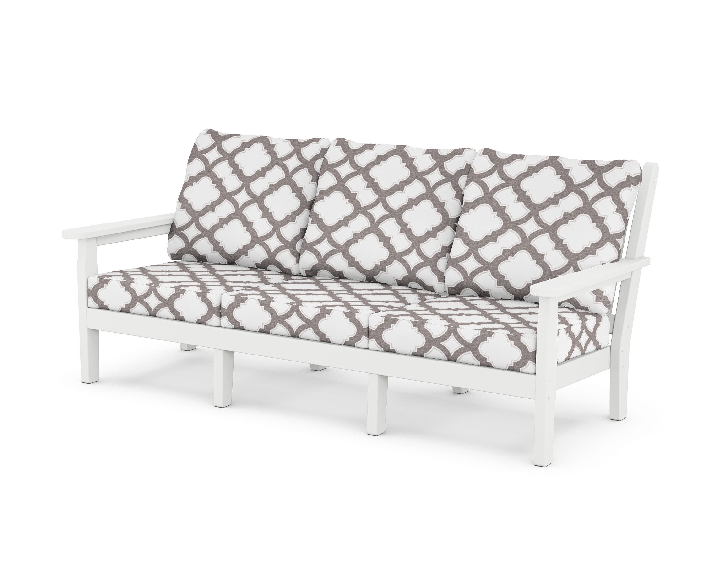 Chippendale Deep Seating Sofa in White / Trellis Grey Mist