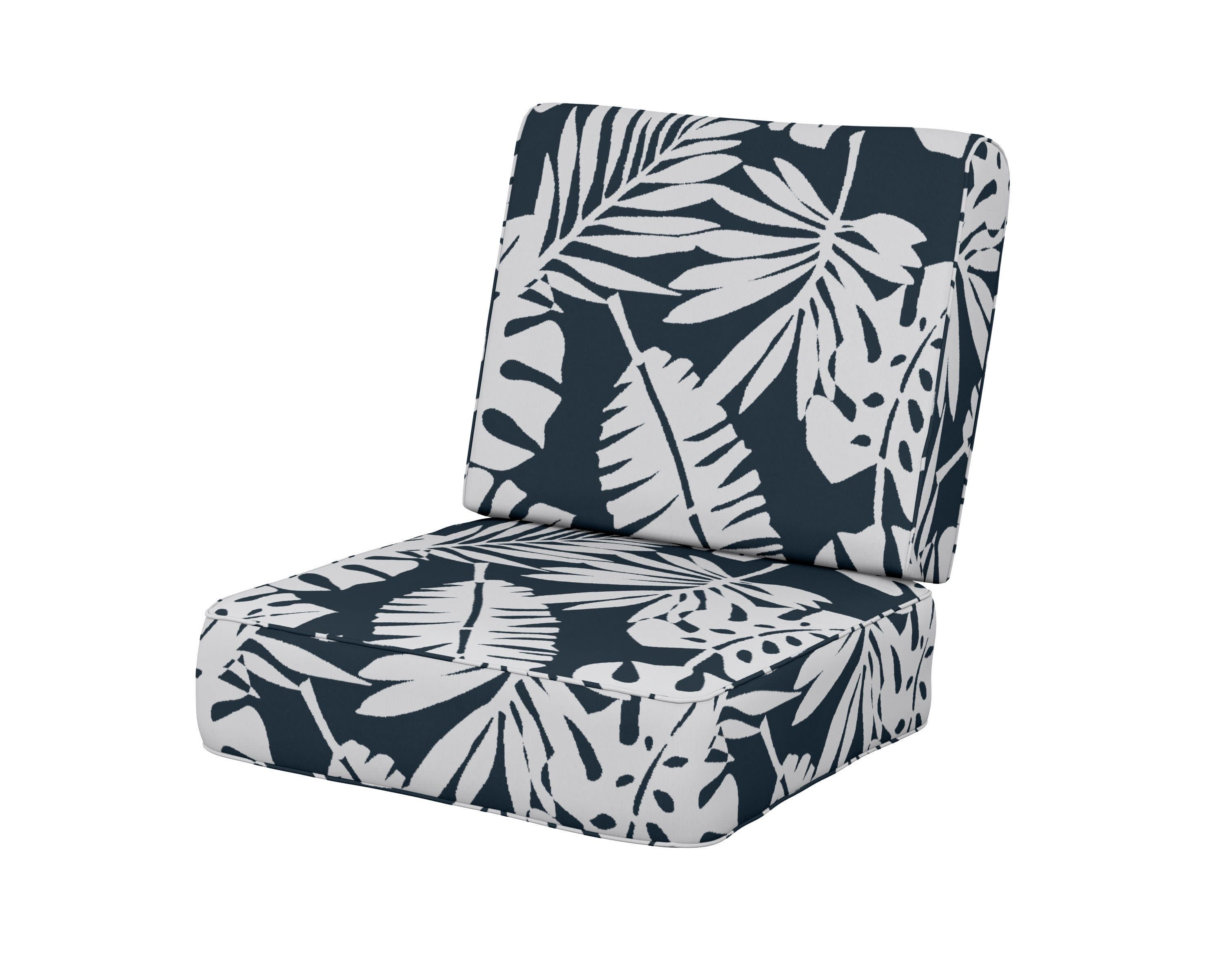 Ateeva Harbour Seat and Back Cushion in Leaf Marine Indigo
