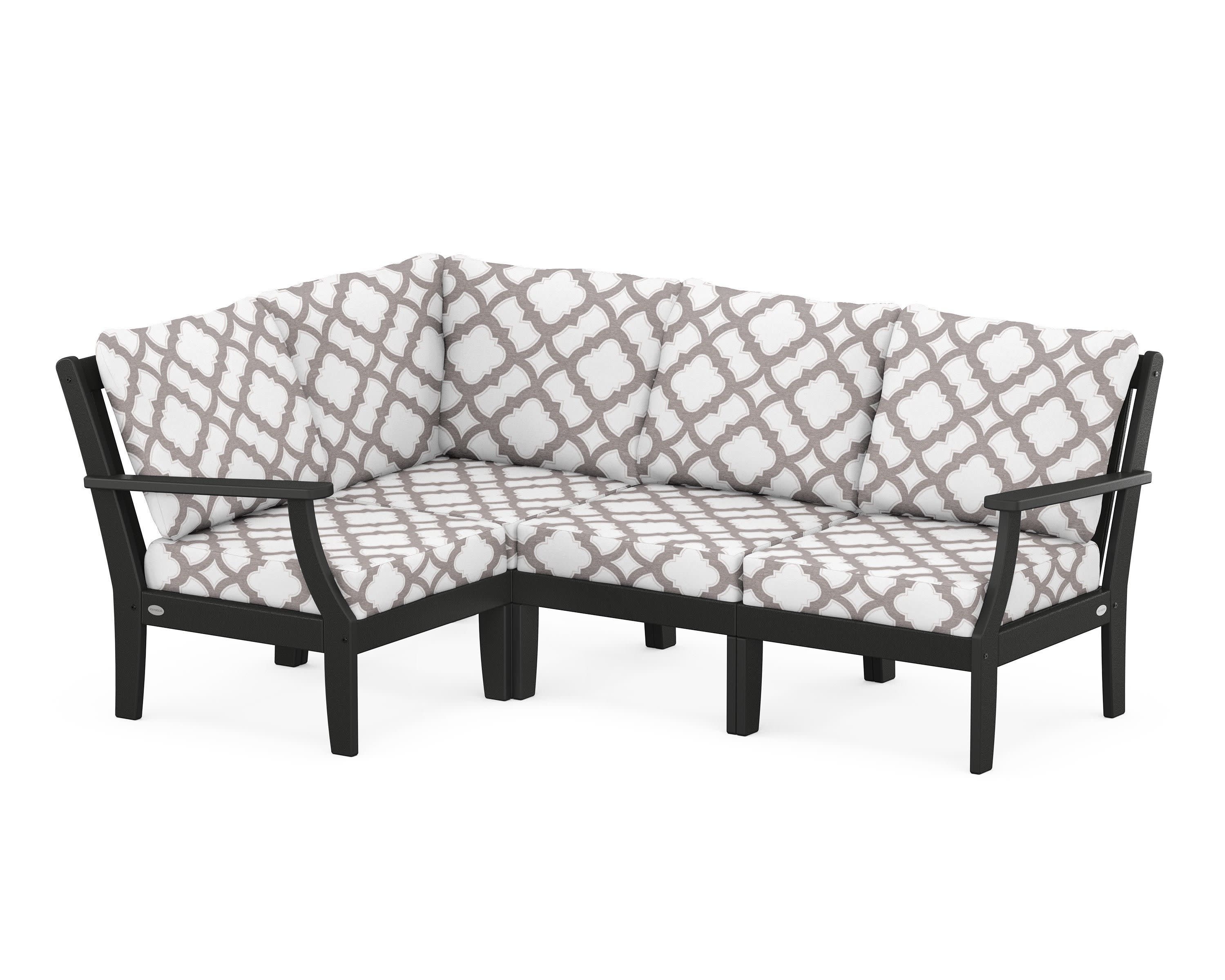 Braxton Modular 4-Piece Deep Seating Set in Black / Trellis Grey Mist