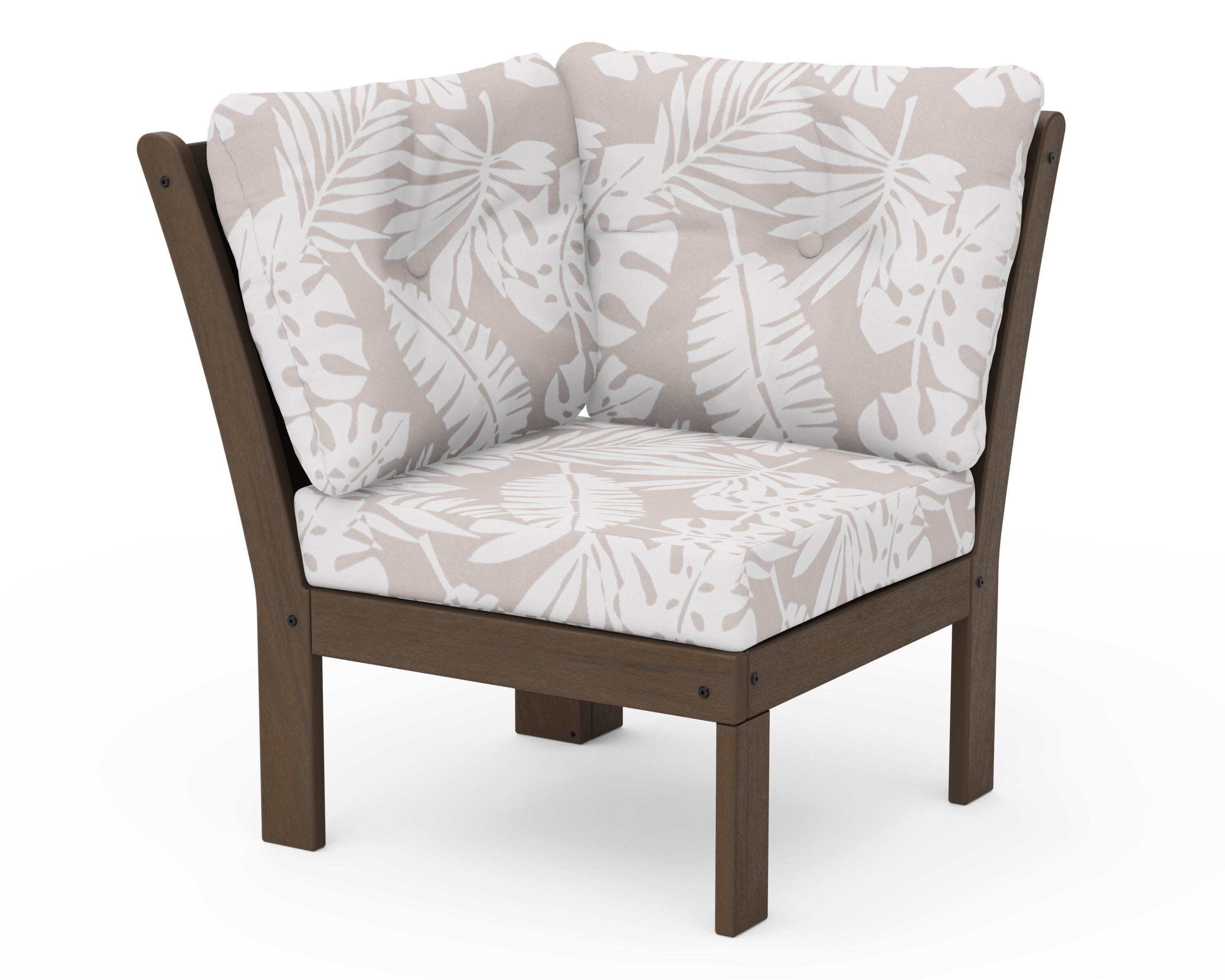 Vineyard Modular Corner Chair in Kona / Leaf Dune Burlap