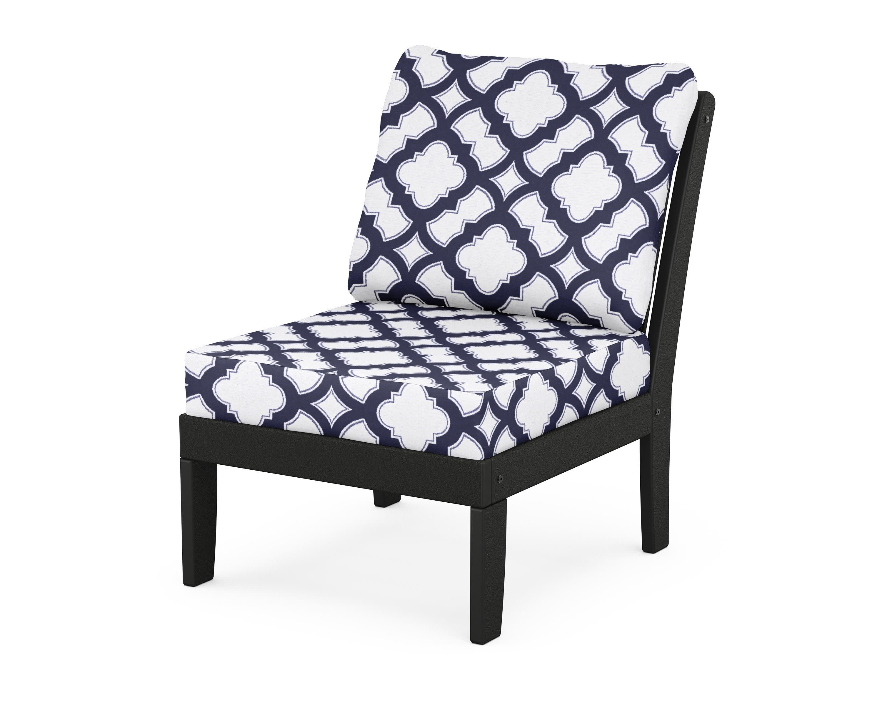Braxton Modular Armless Chair in Black / Trellis Navy