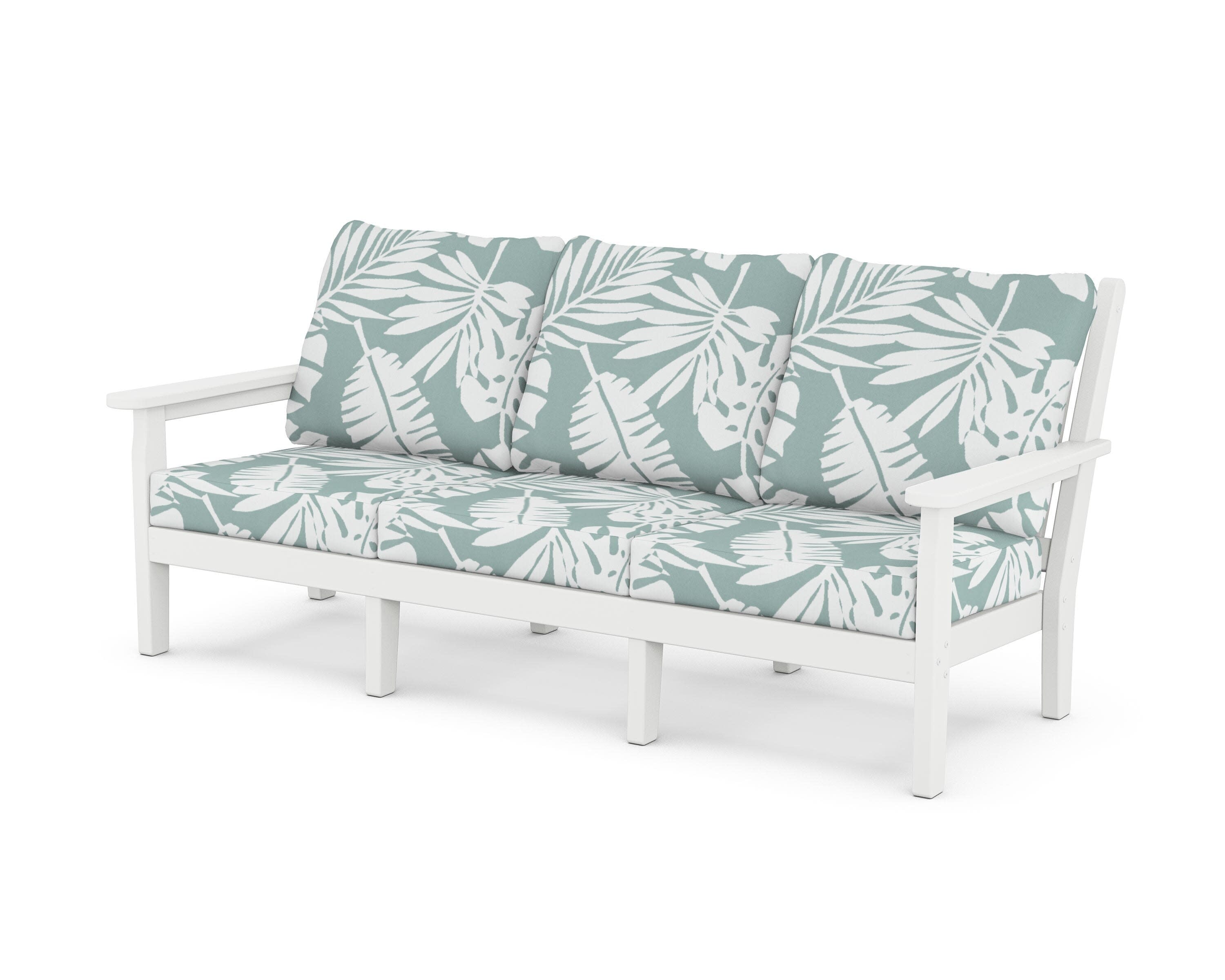 Chippendale Deep Seating Sofa in White / Leaf Glacier Spa