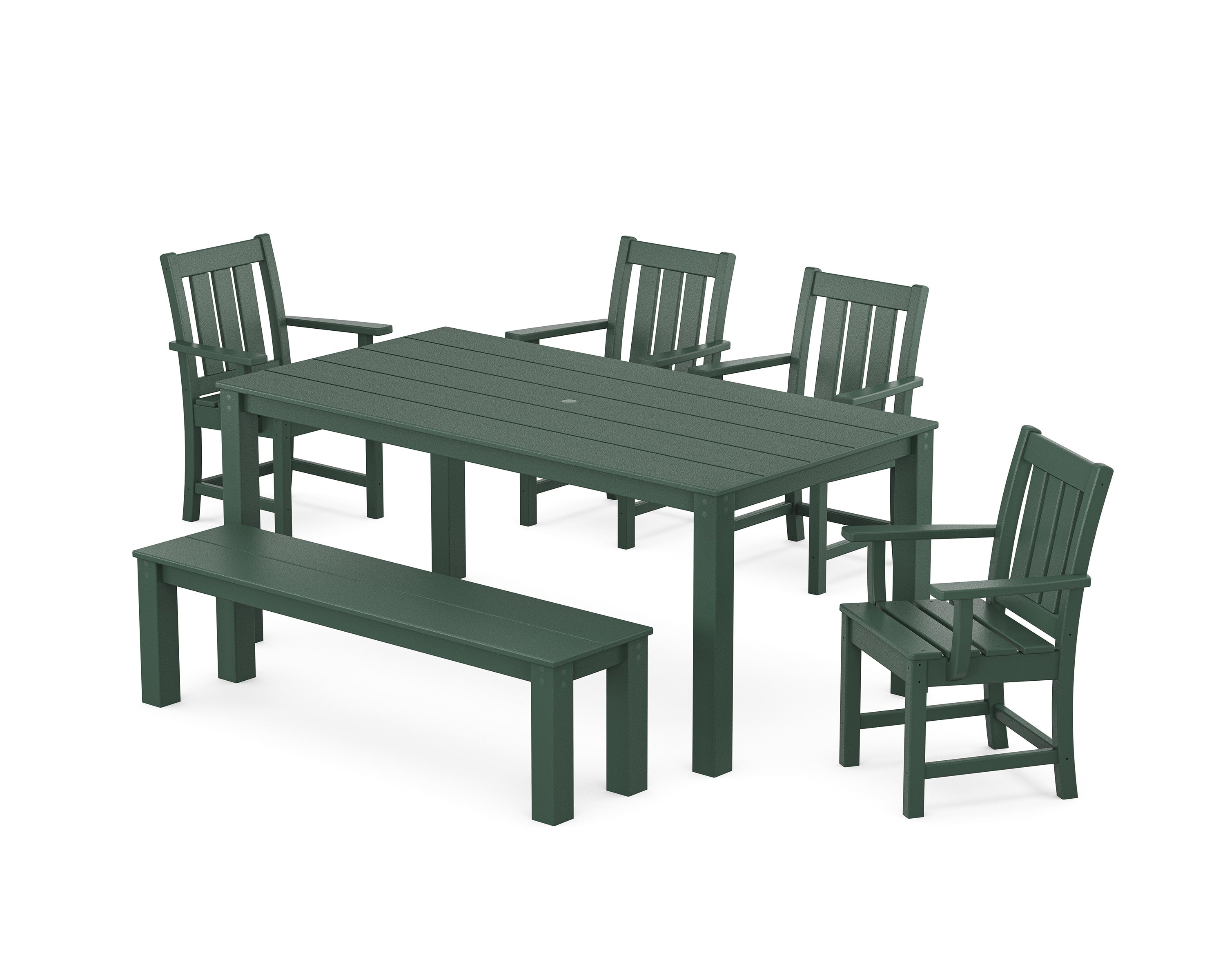 Oxford 6-Piece Parsons Dining Set with Bench in Green