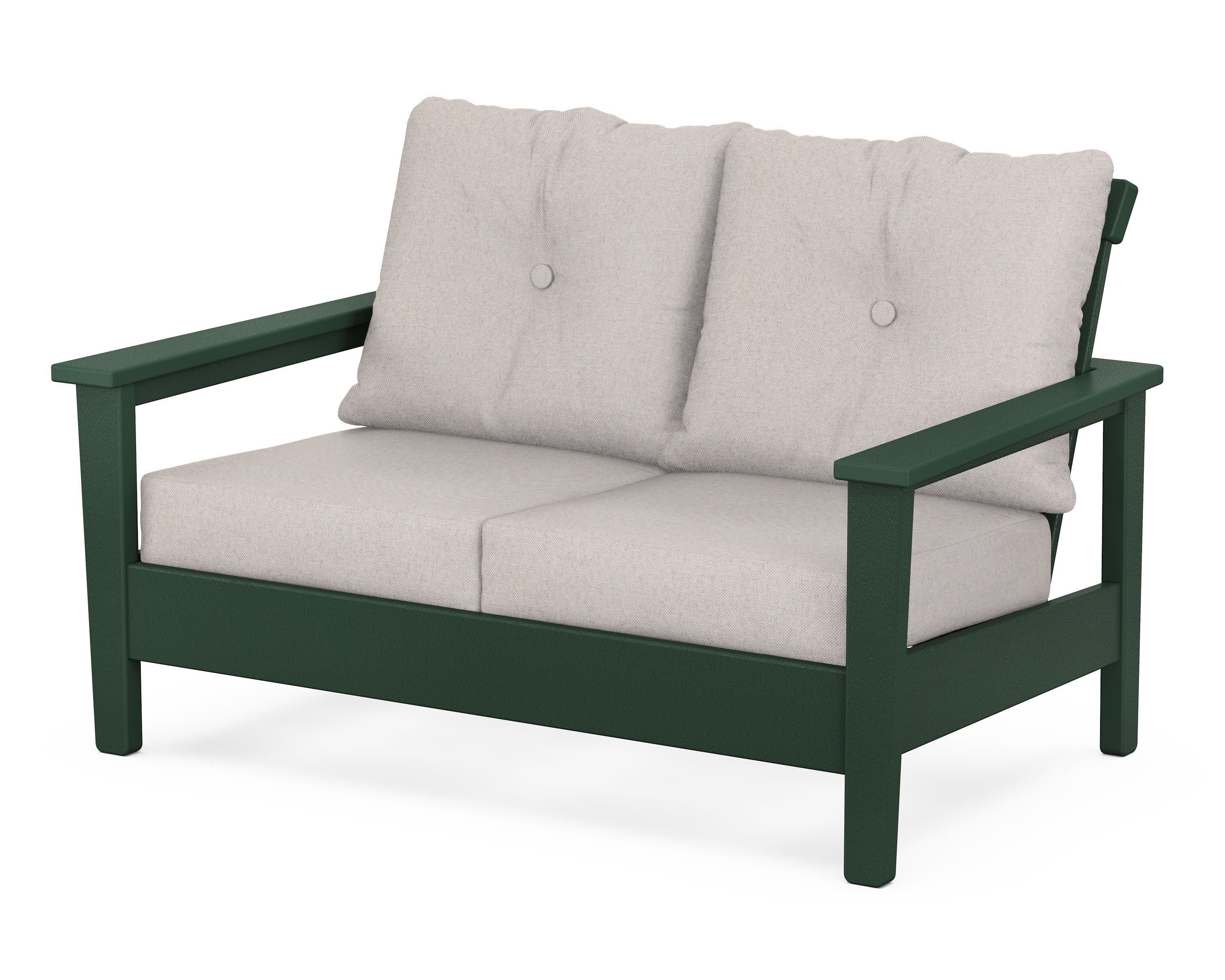 Prescott Deep Seating Loveseat in Green / Dune Burlap