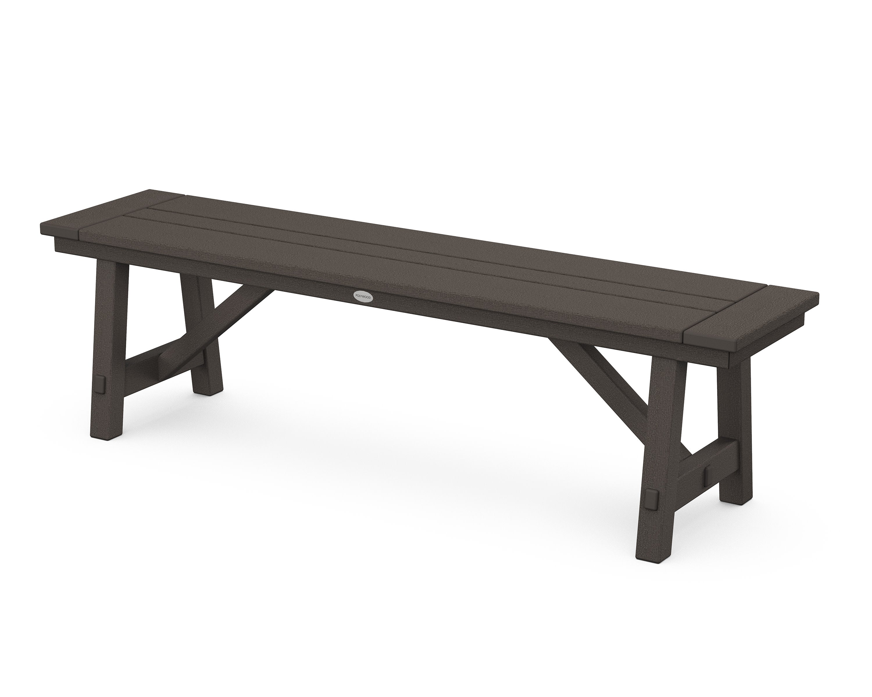 Rustic Farmhouse 60" Backless Bench in Vintage Coffee