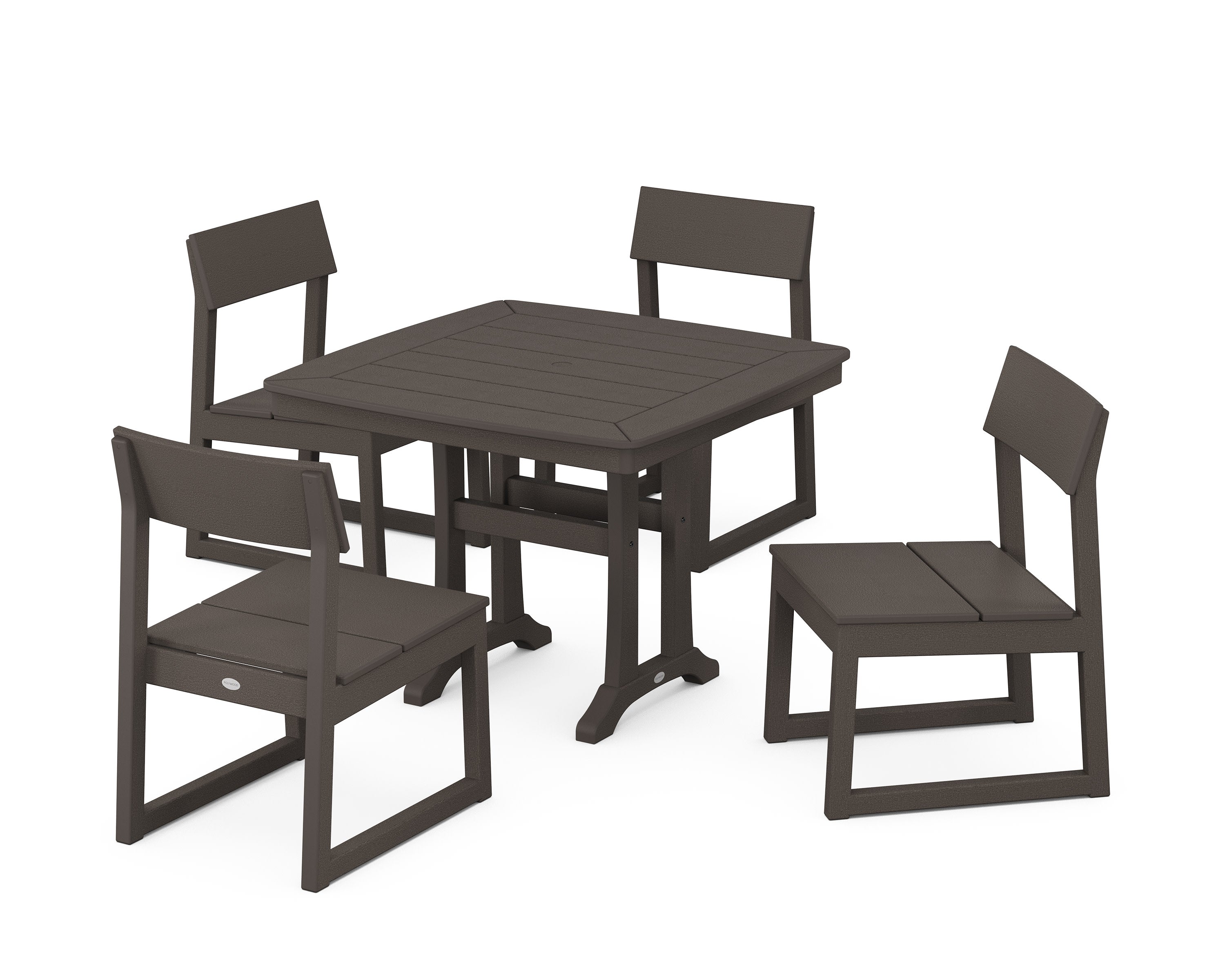 EDGE Side Chair 5-Piece Dining Set with Trestle Legs in Vintage Coffee