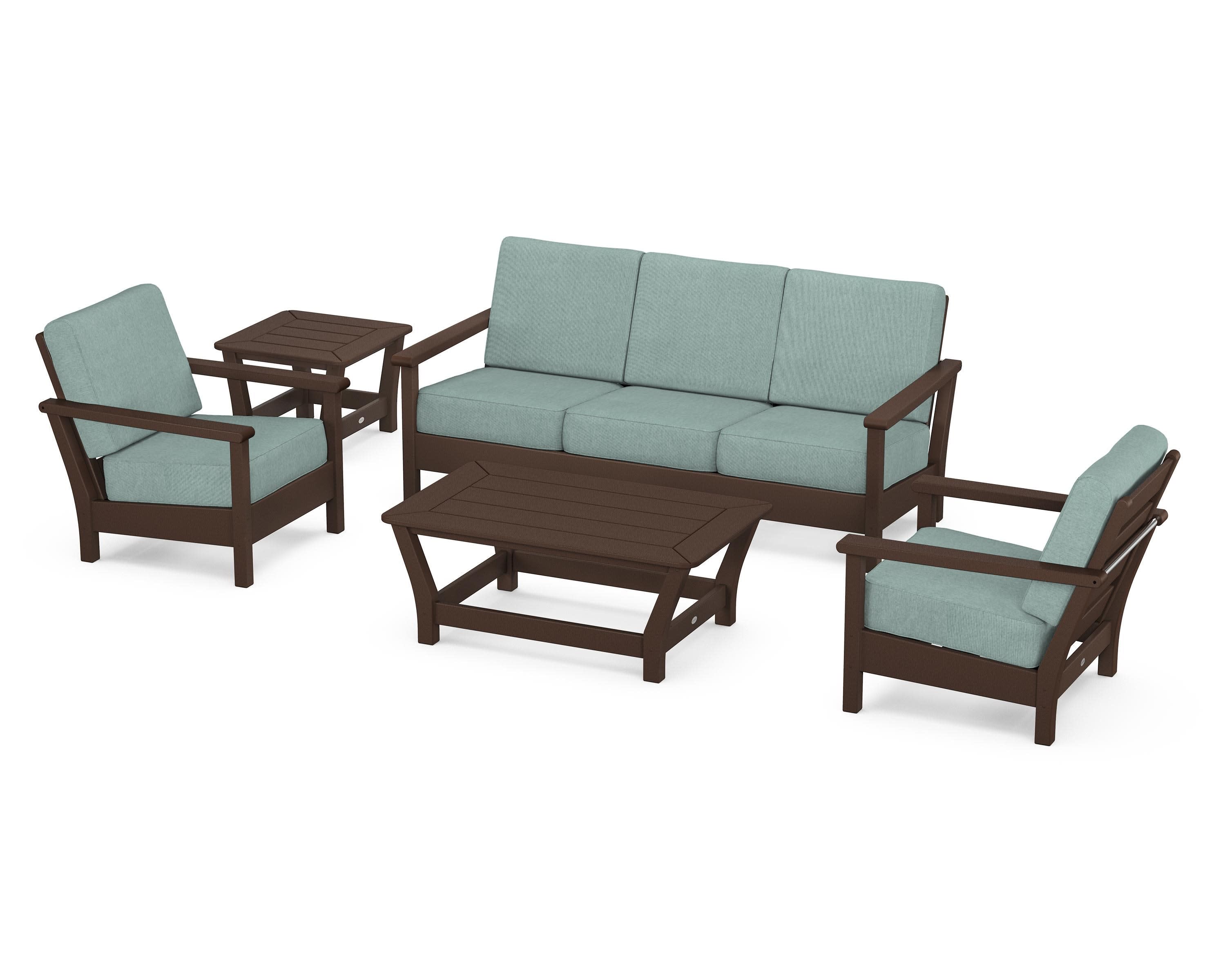 Harbour 5-Piece Deep Seating Set in Mahogany / Glacier Spa