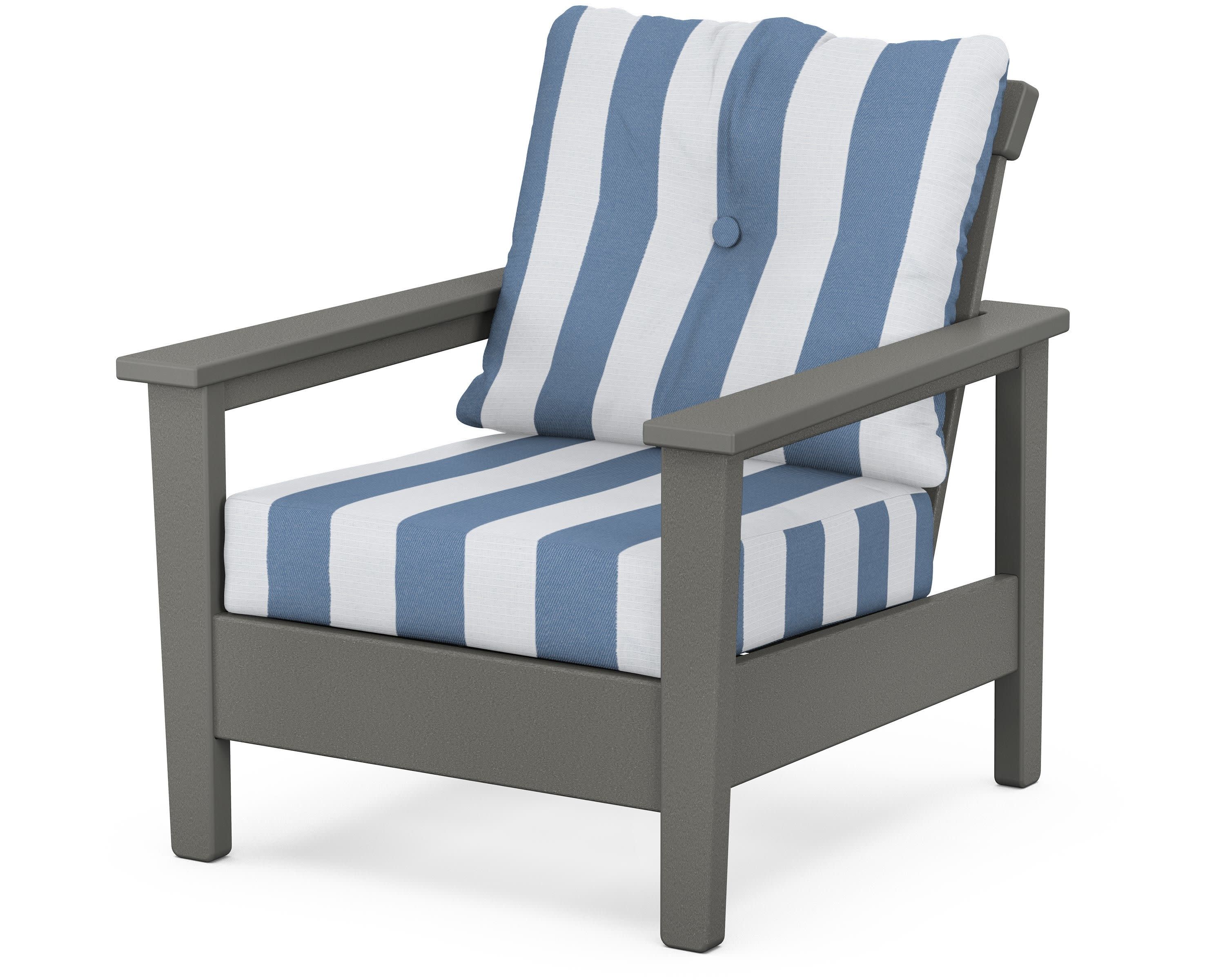 Prescott Deep Seating Chair in Slate Grey / Cabana Stripe Sky Blue