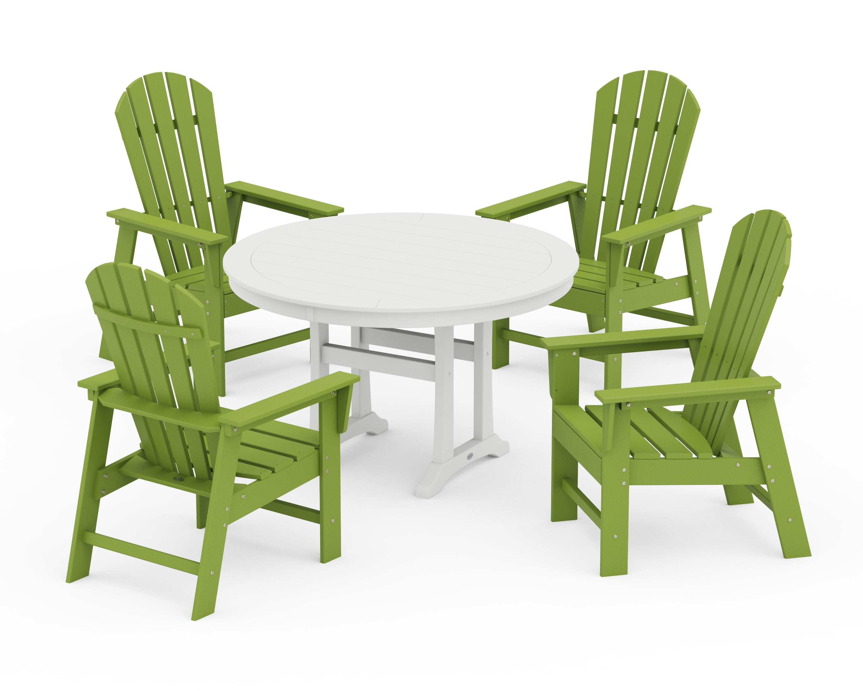 South Beach 5-Piece Round Dining Set with Trestle Legs in Lime / White