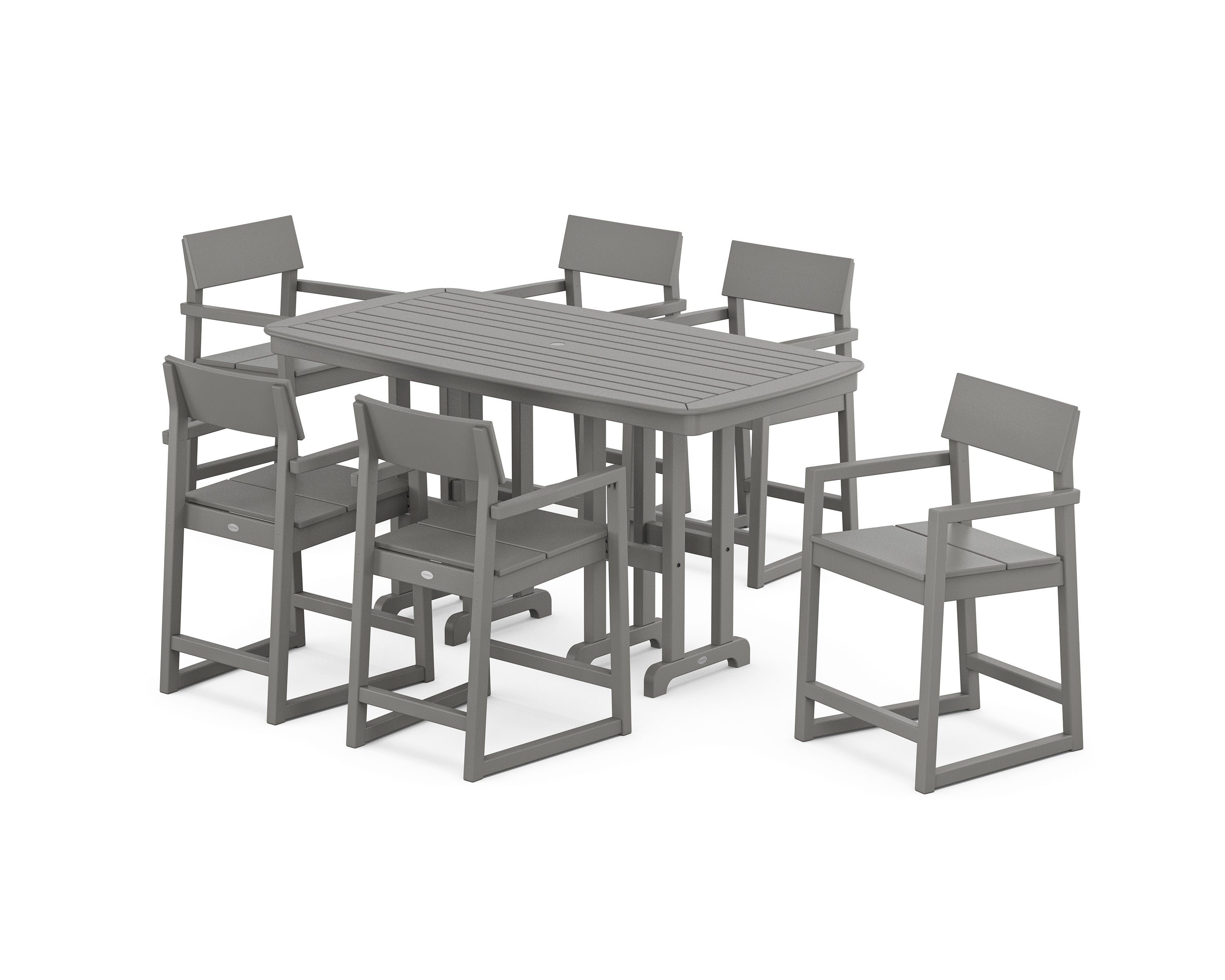 EDGE Arm Chair 7-Piece Counter Set in Slate Grey